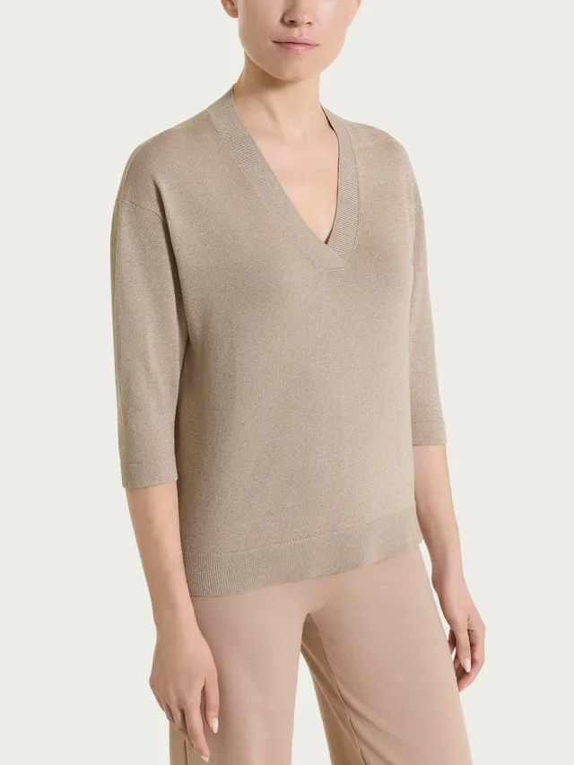 Ragno Four Seasons maglia scollo V Crockery lurex