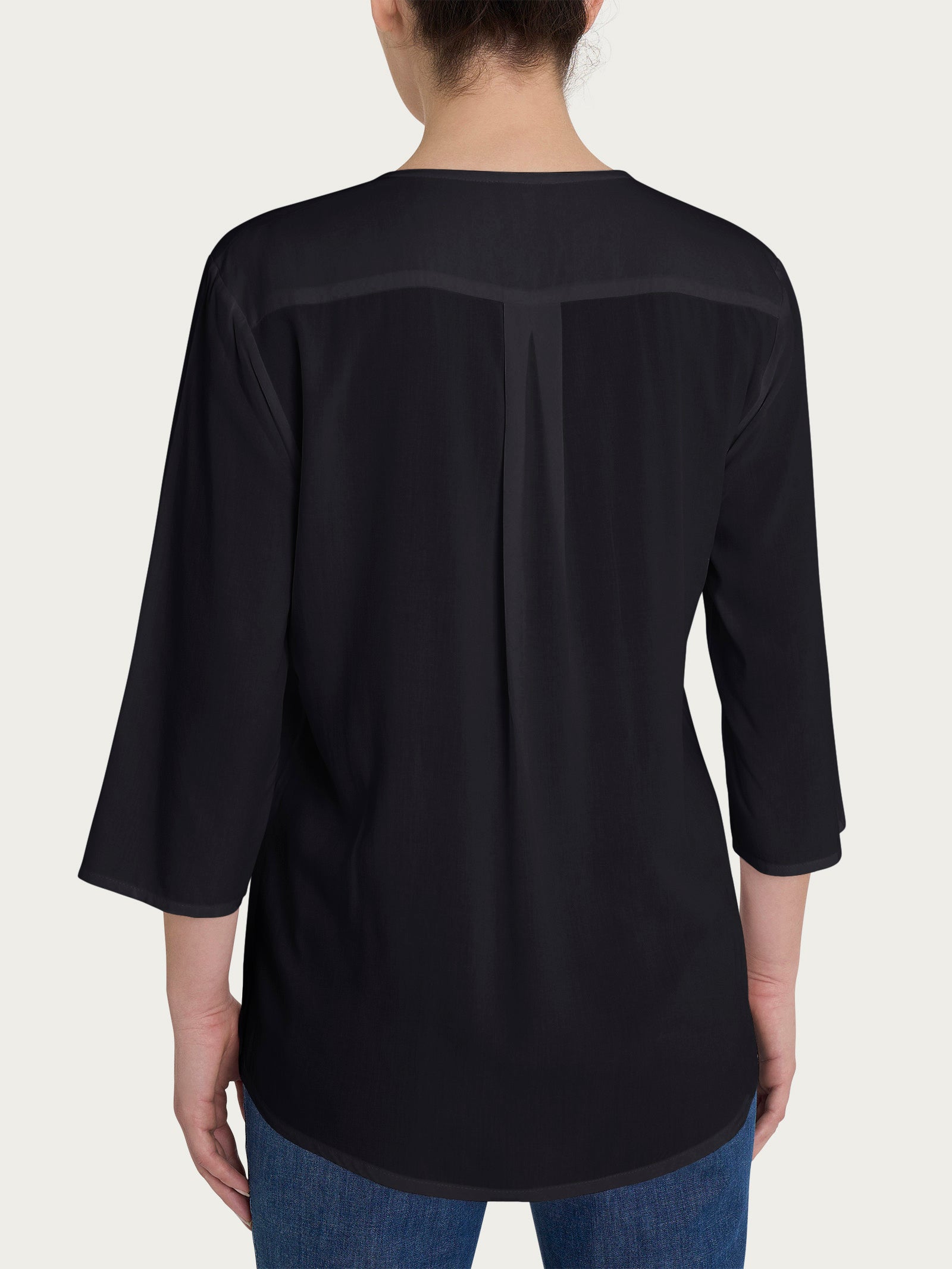 Ragno EcoSeta blusa scollo V manica 3/4 nera viscosa