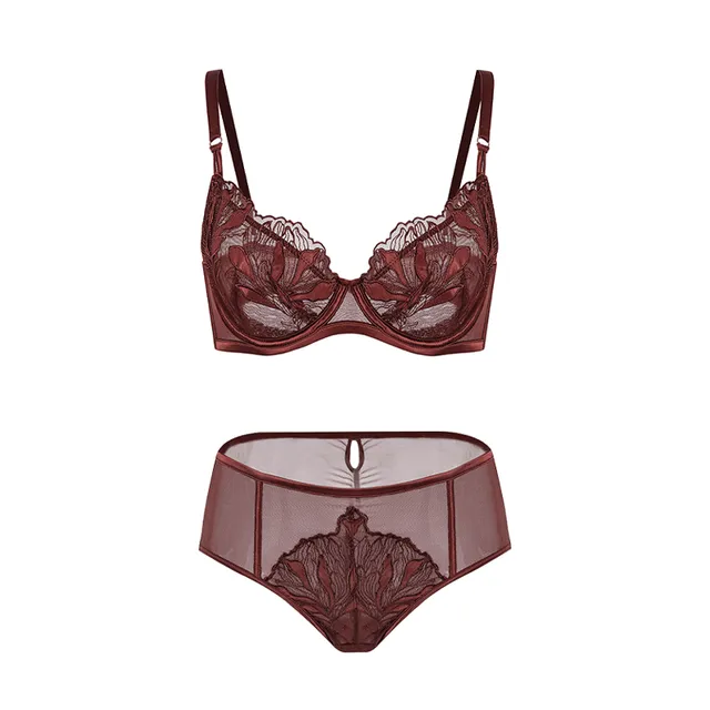 Maria Grazia Severi Enchanted completo intimo bordeaux ricamato con ferretto