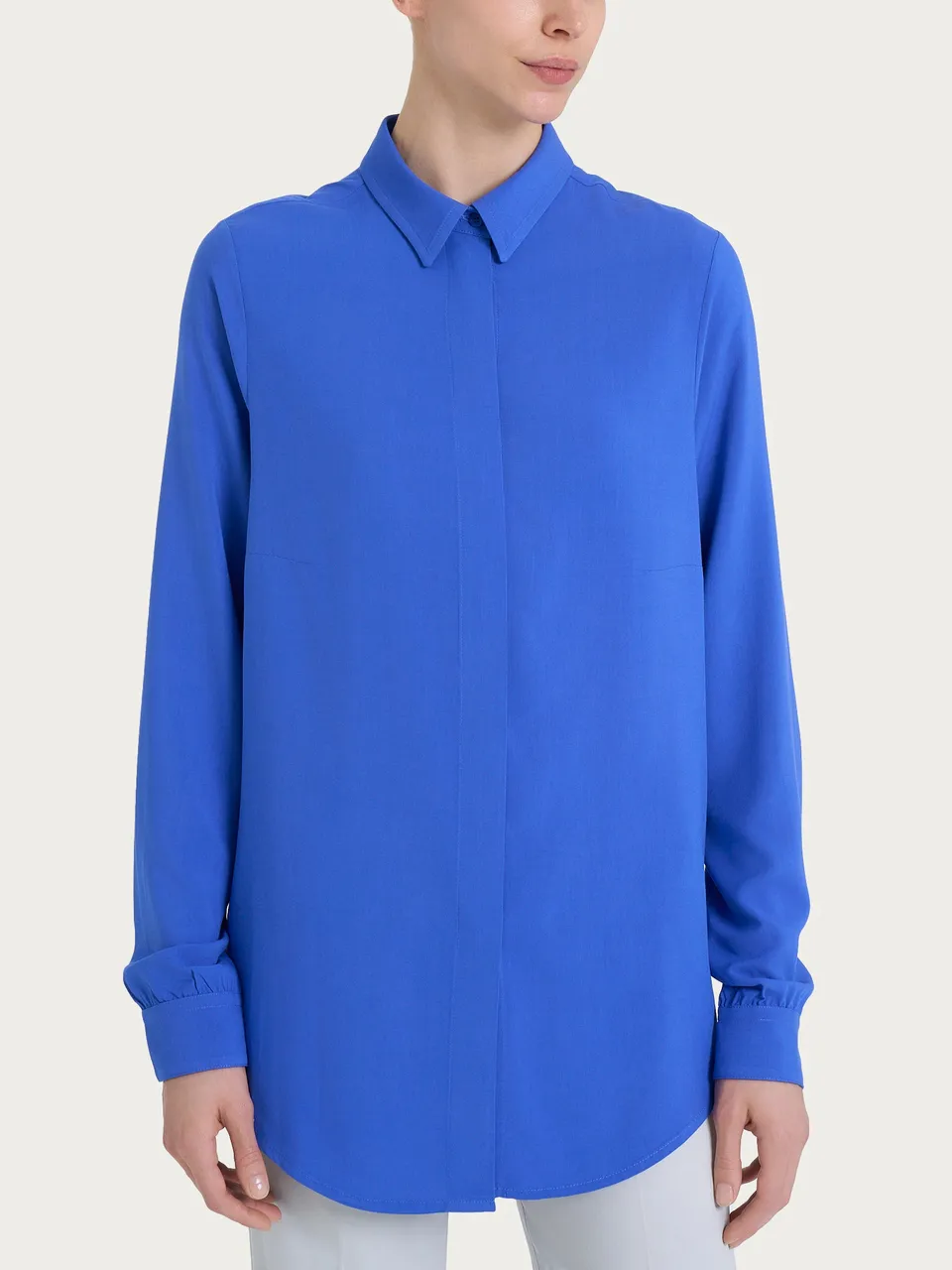 Ragno EcoSeta Camicia Donna Manica Lunga Dazzling Blue Seta