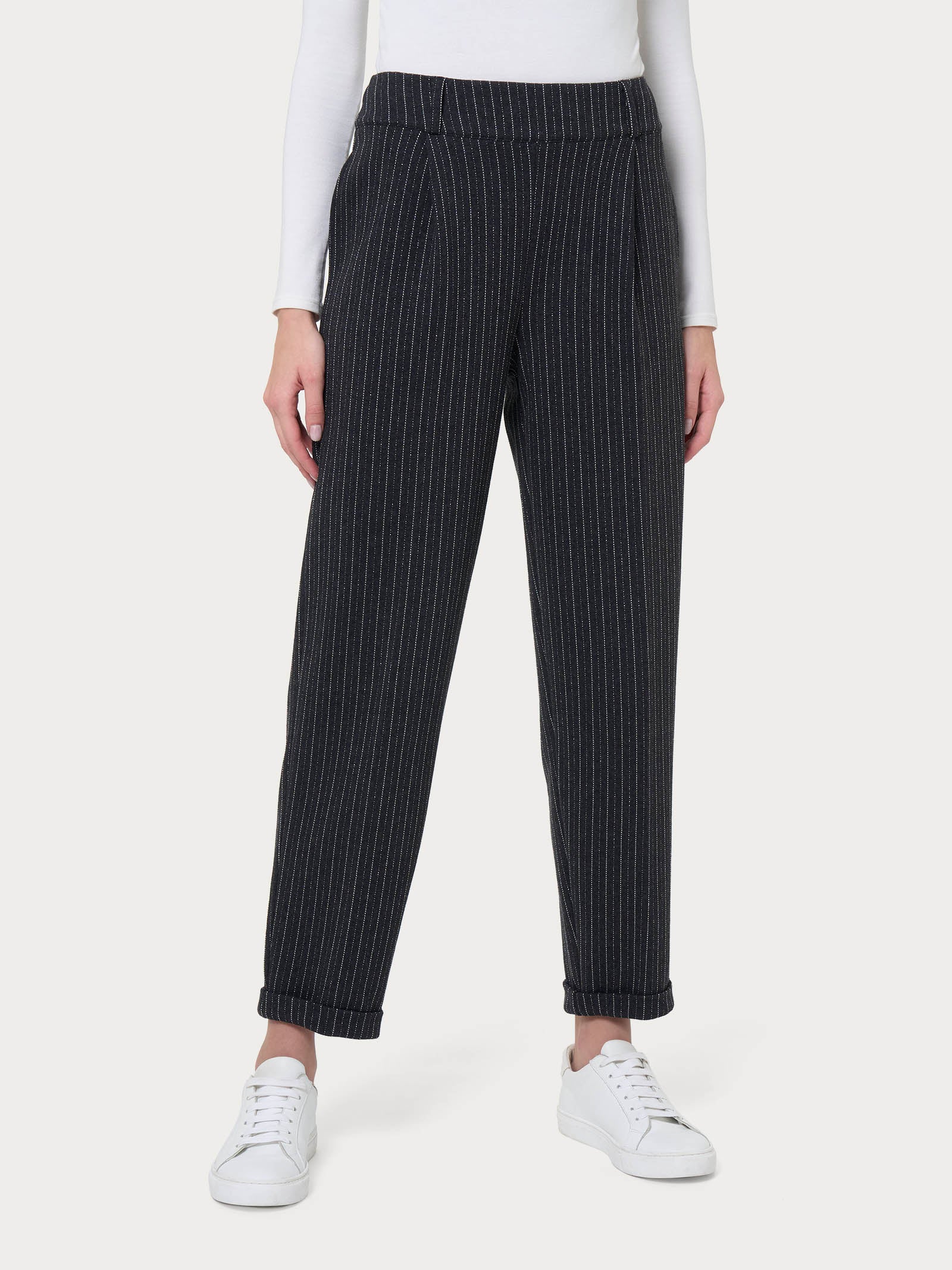 Ragno Compact Carrot pantalone gessato Fant.Oscuro Mel lurex