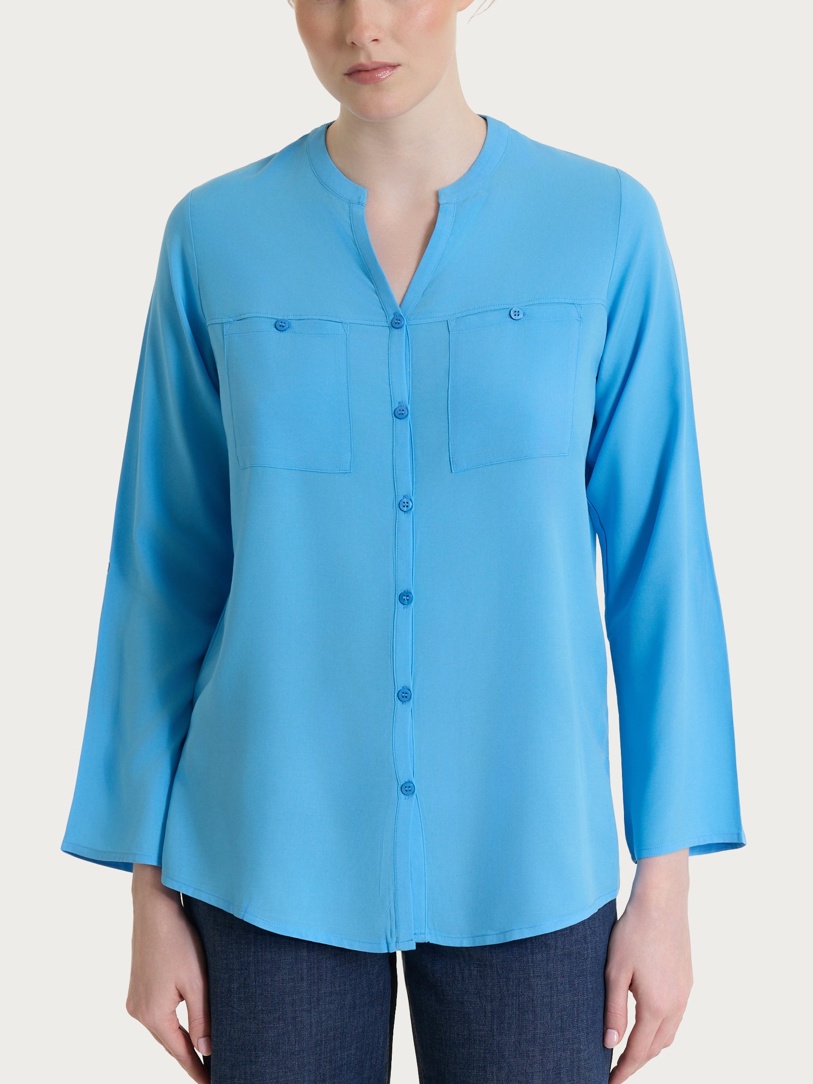 Ragno EcoSeta Coreana camicia azzurra Azure Blue raso