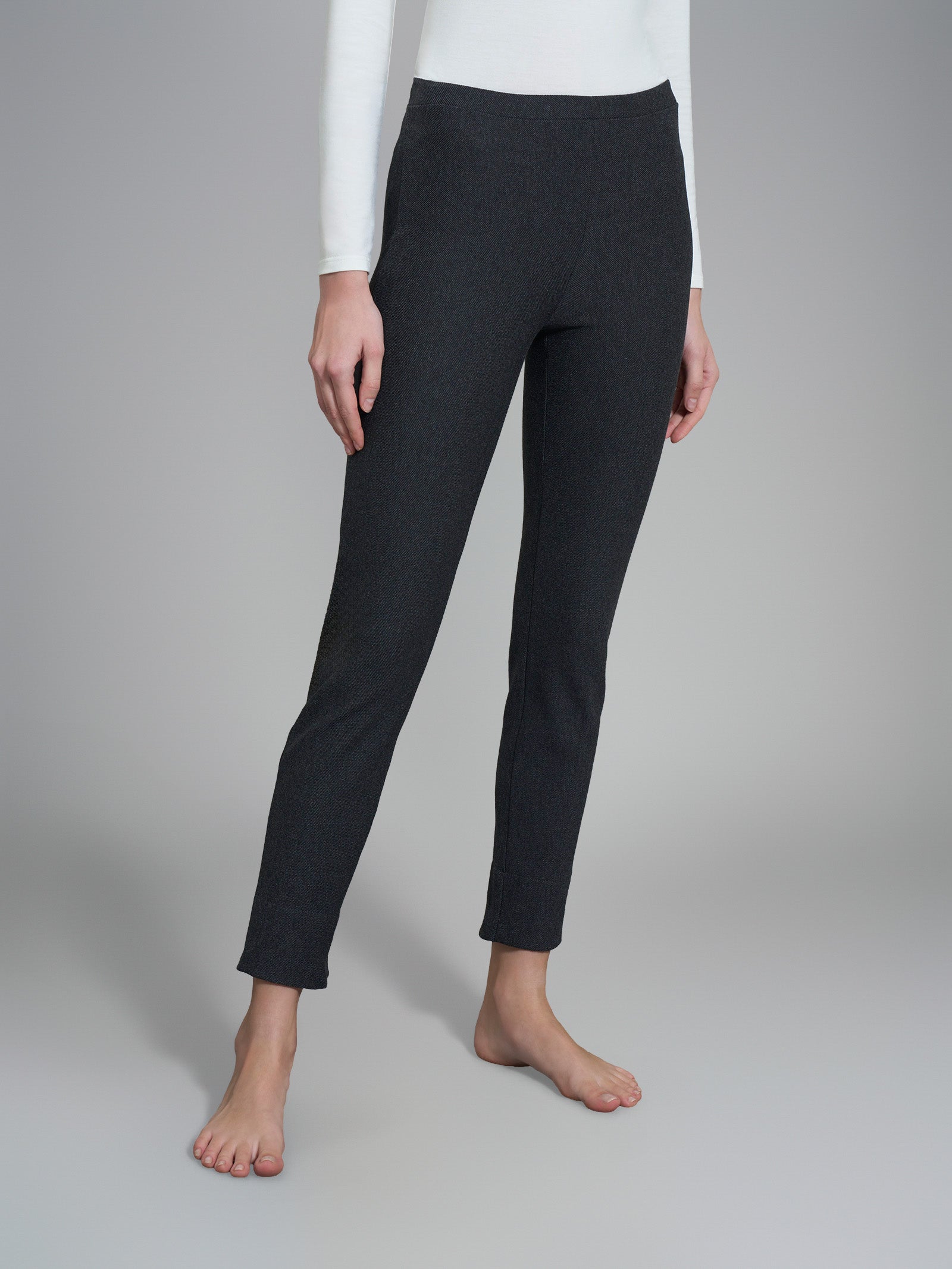 Ragno The Cropped pantalone cropped nero mel. flanella