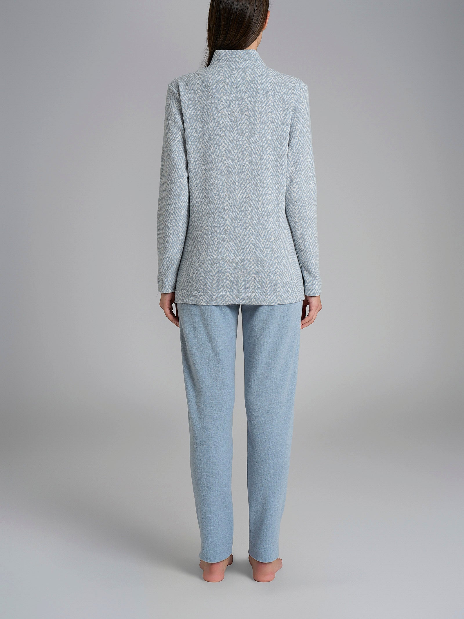 Ragno Cotton Eco Pile pigiama aperto donna caldo fantasia nebbia