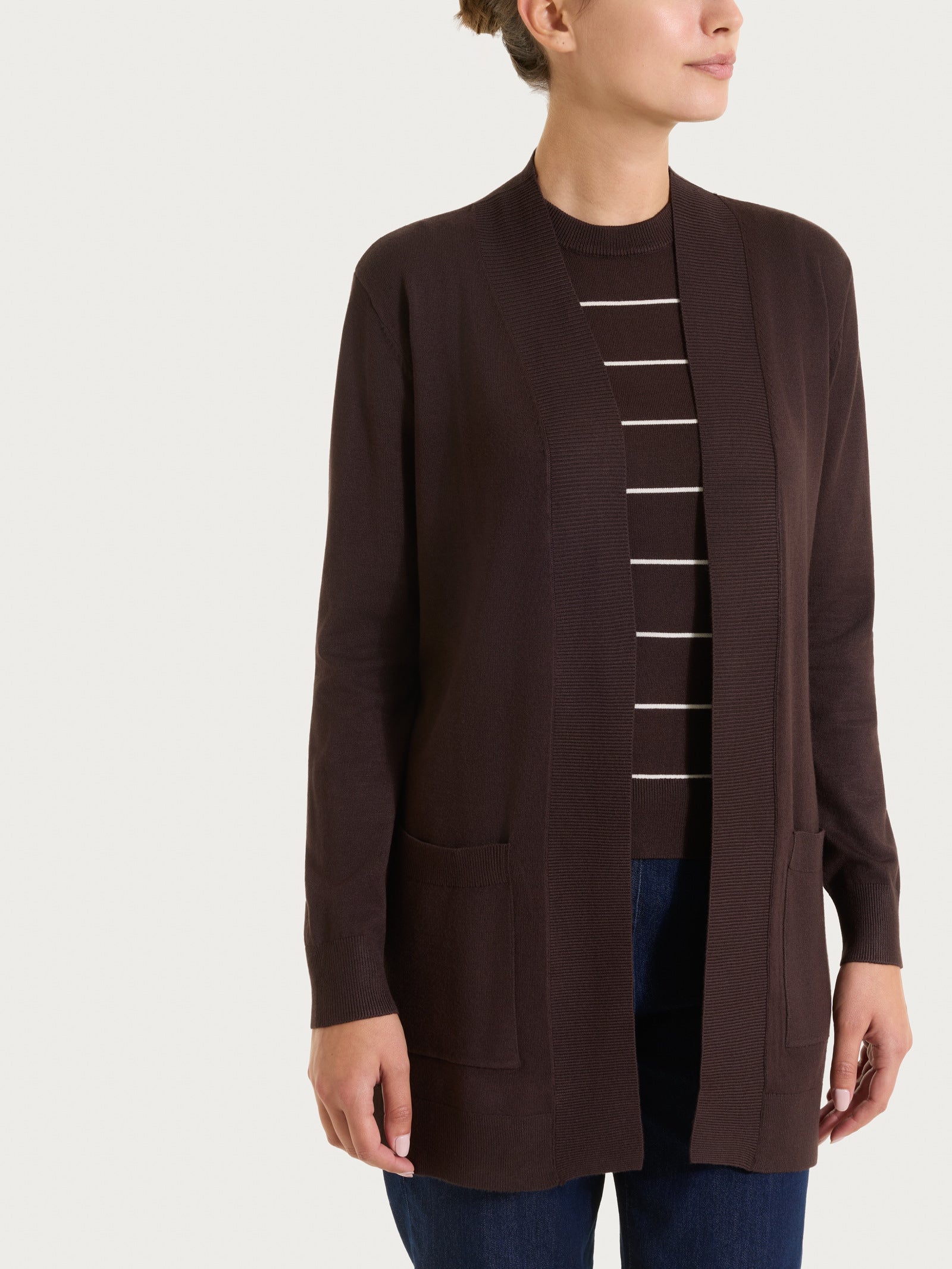 Ragno Four Seasons cardigan bottoni Chocolate viscosa