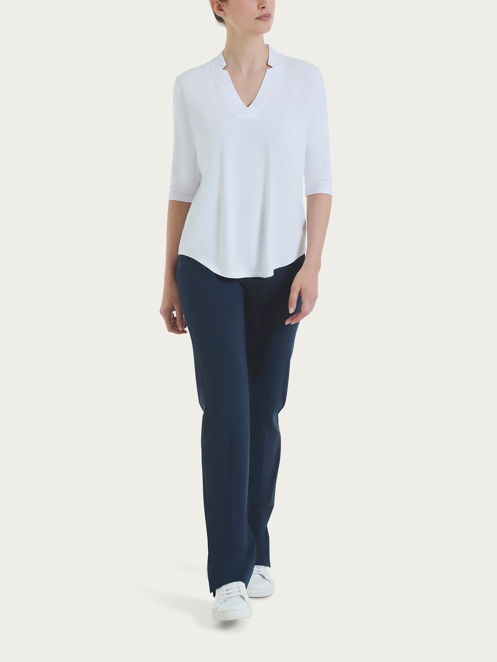 Ragno Viscosa Summer maglietta scollo V bianco viscosa fresca