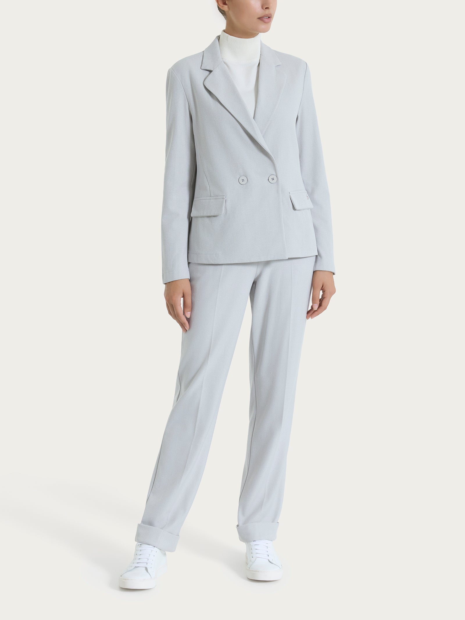 Ragno blazer doppio petto flanella ghiaia melange elegante