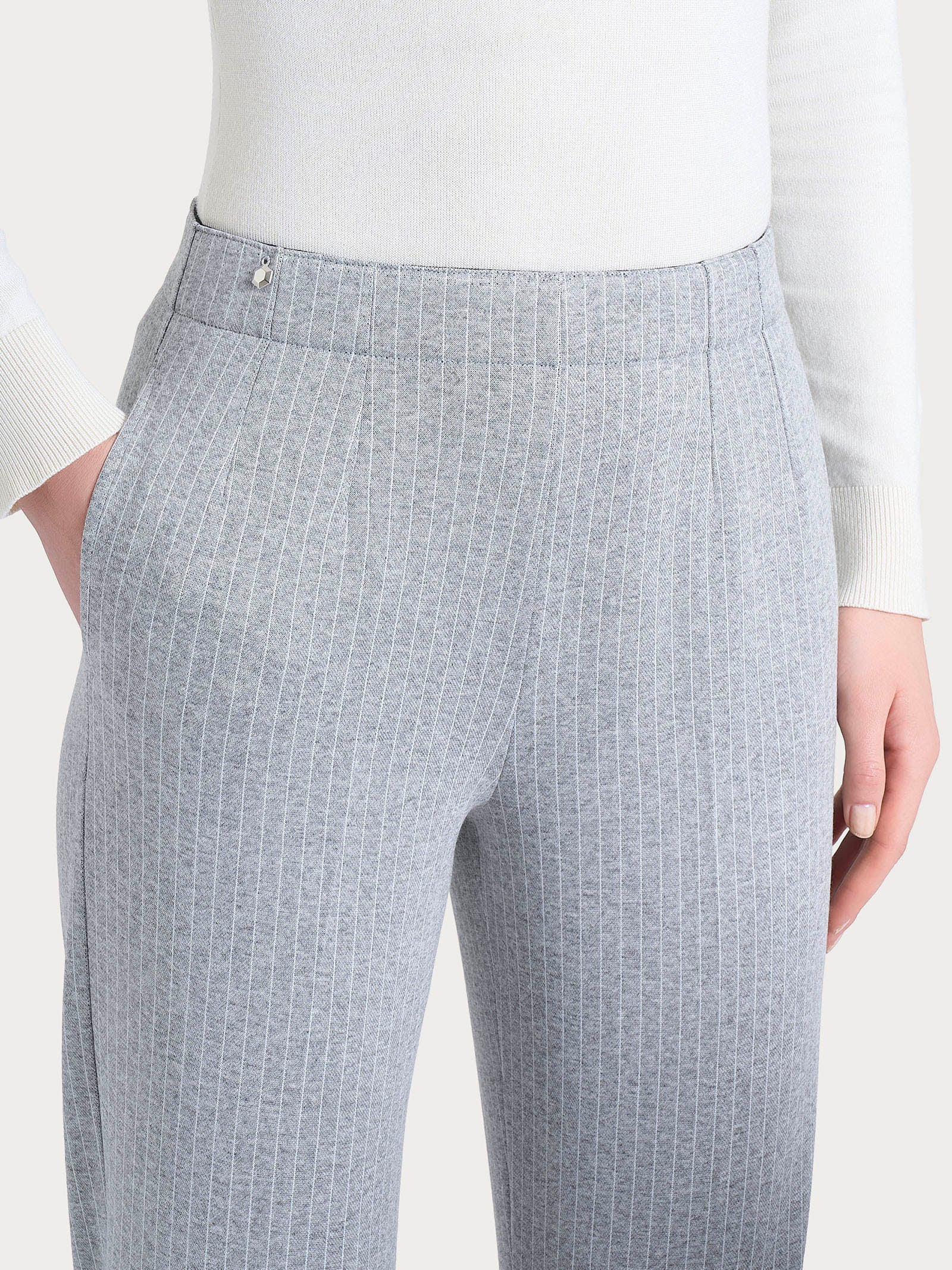 Ragno Compact Pantalone Dritto Gessato Grigio Mel.
