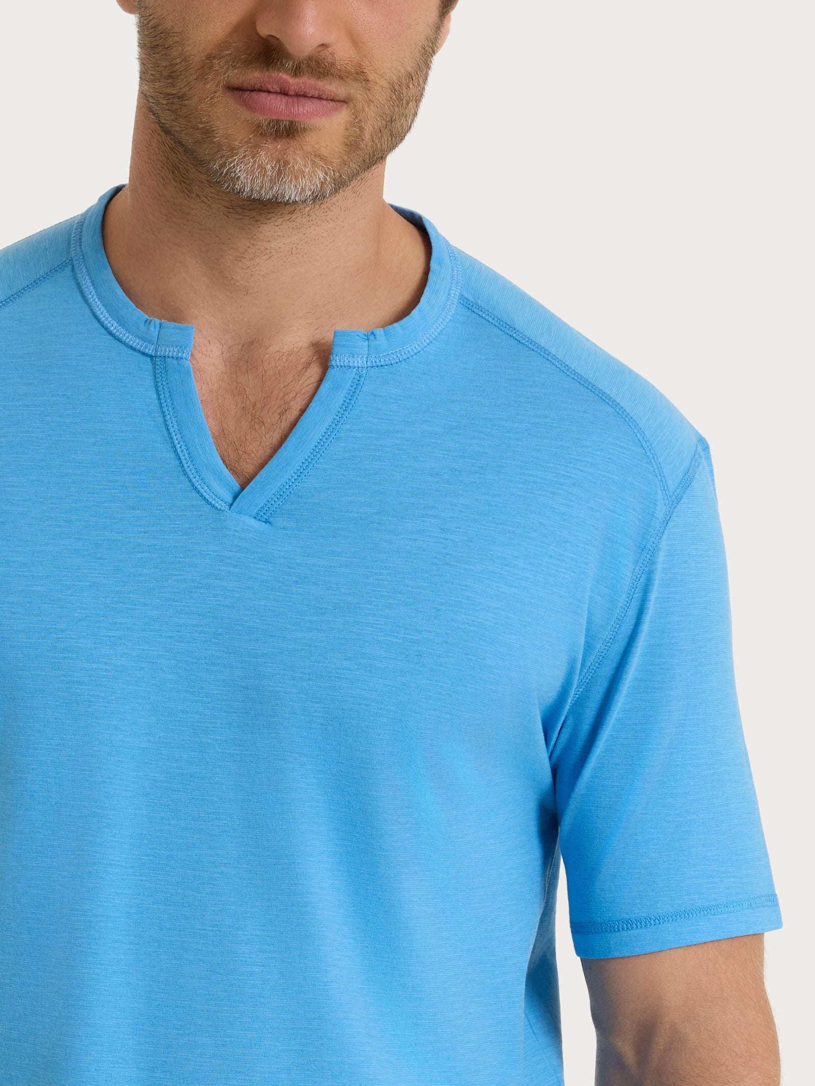 Ragno Beachwear T-shirt con scollo a V cotone azure blue