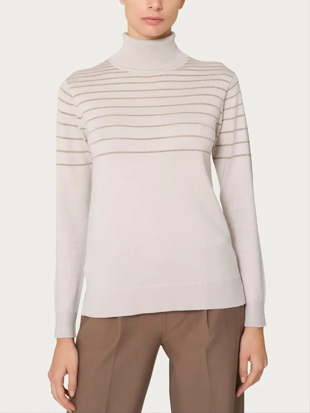 Ragno Four Seasons Dolcevita a righe Lurex maglia Champignon