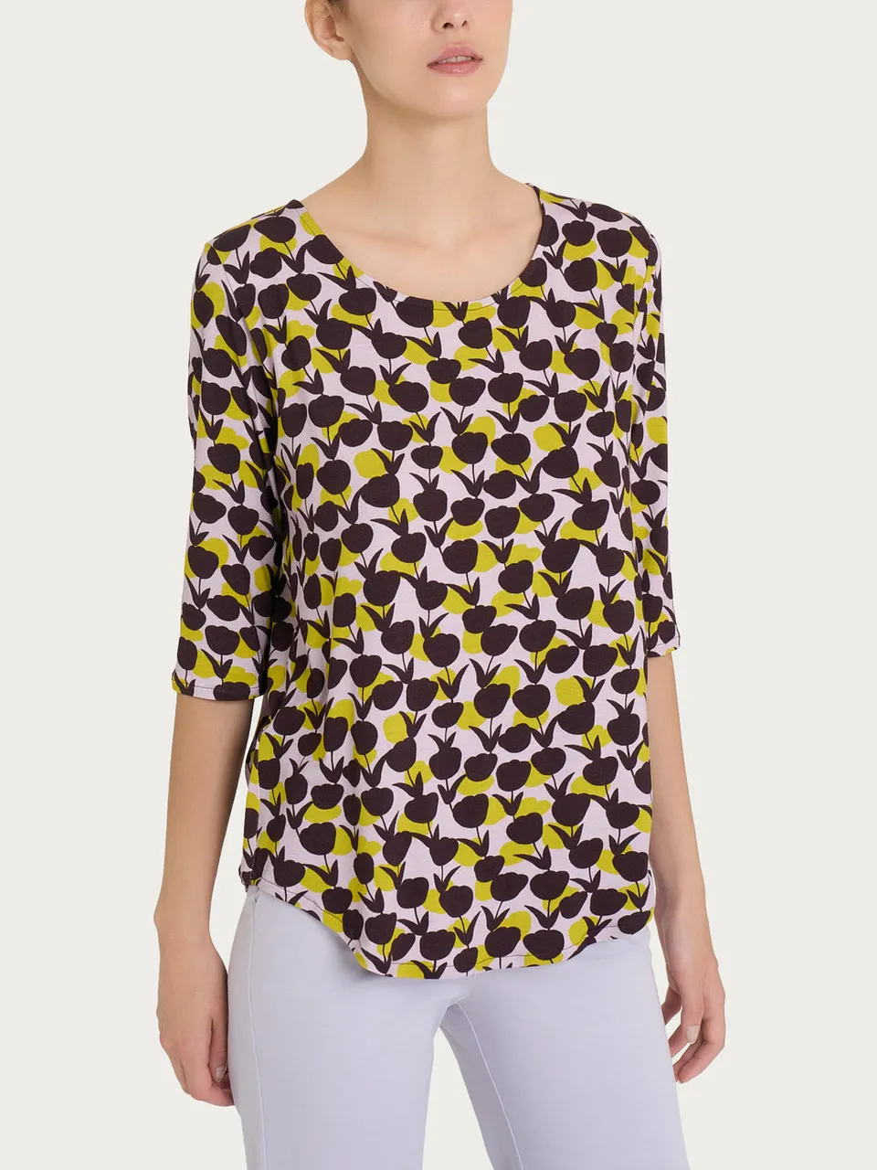 Ragno Viscose Summer T-shirt Tulipani Manica 3/4 Verde