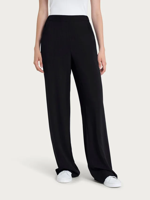 Ragno EcoSeta Pantaloni Larghi Neri raso viscosa