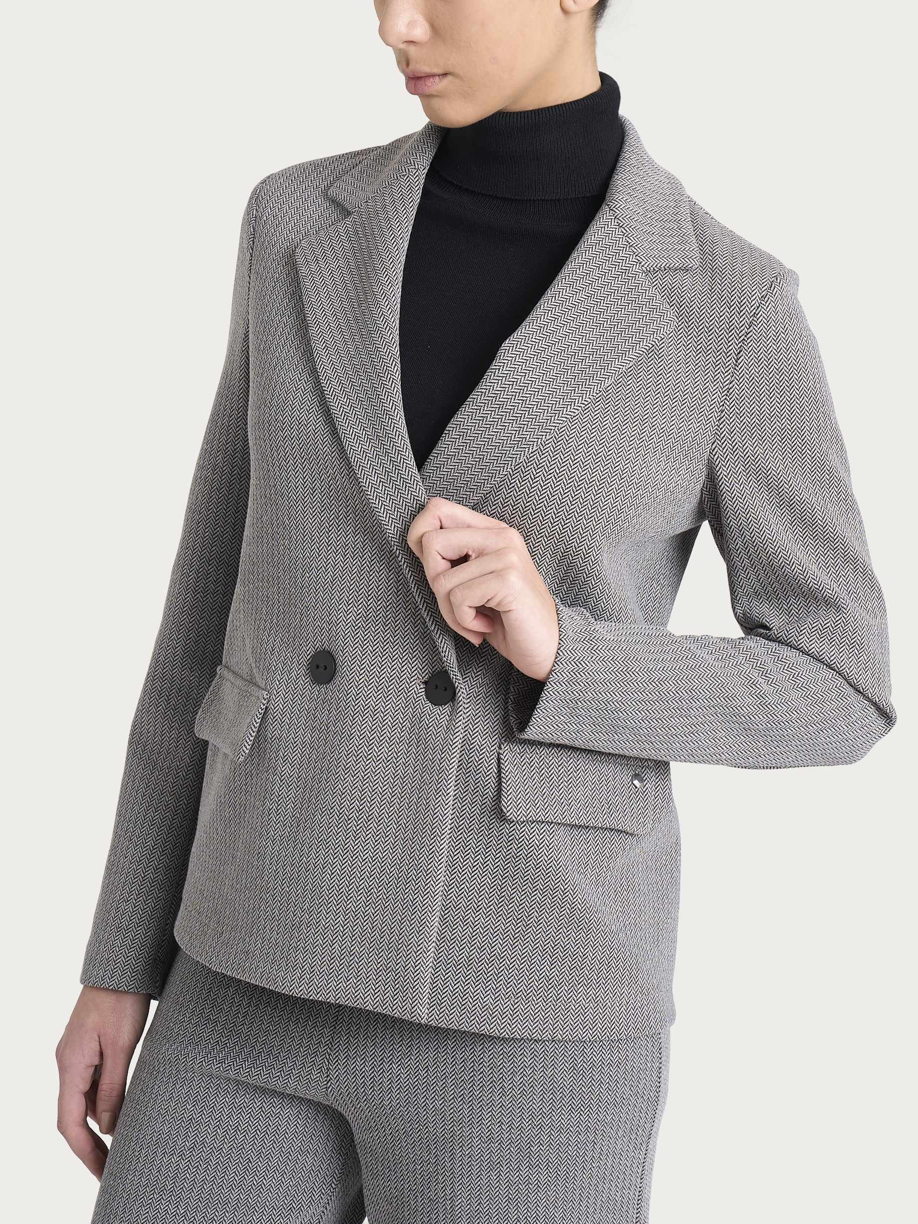 Ragno Compact Blazer Doppiopetto Spigato Marrone