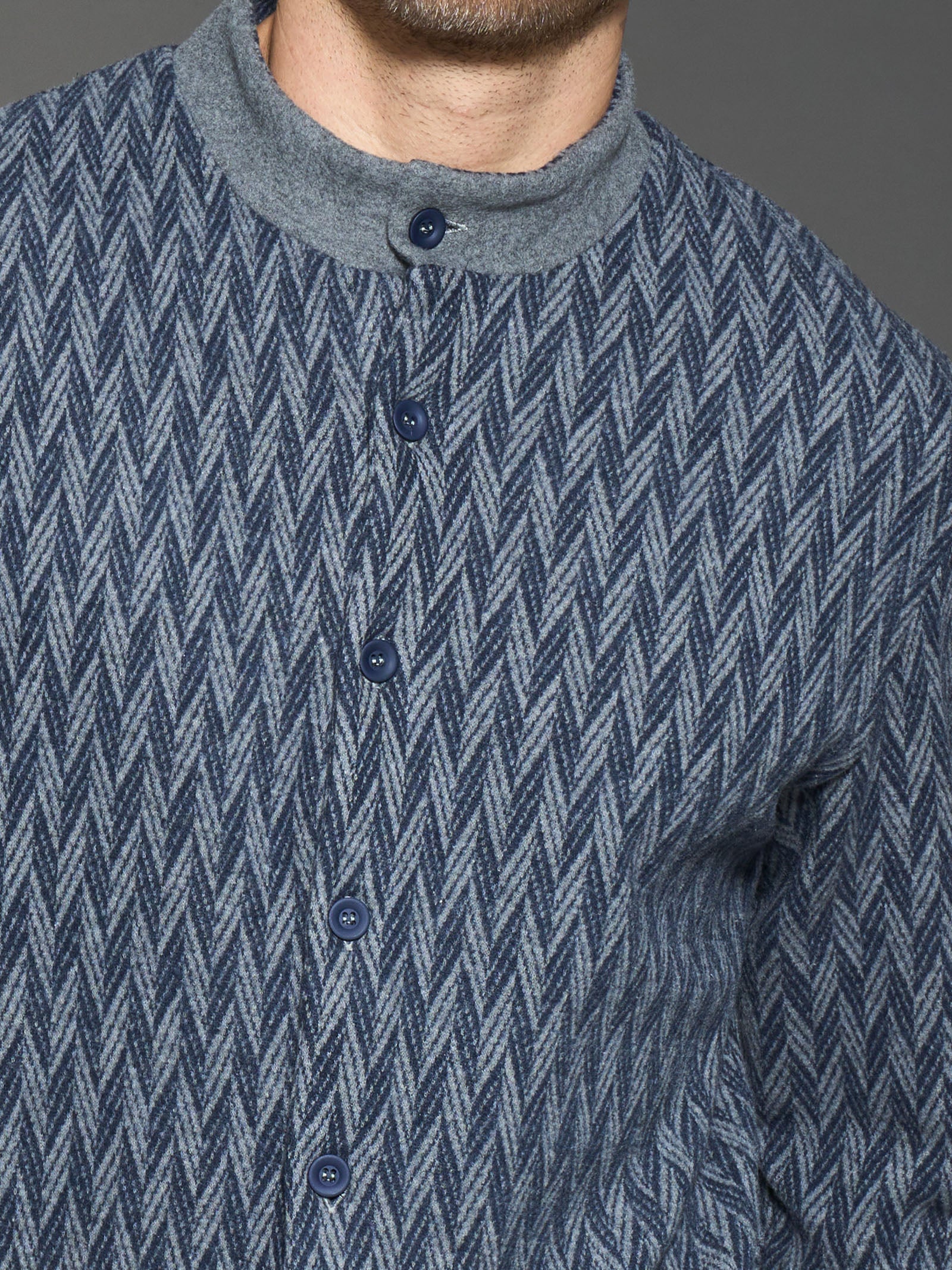 Ragno Cotton Eco Pile pigiama aperto uomo indigo melange