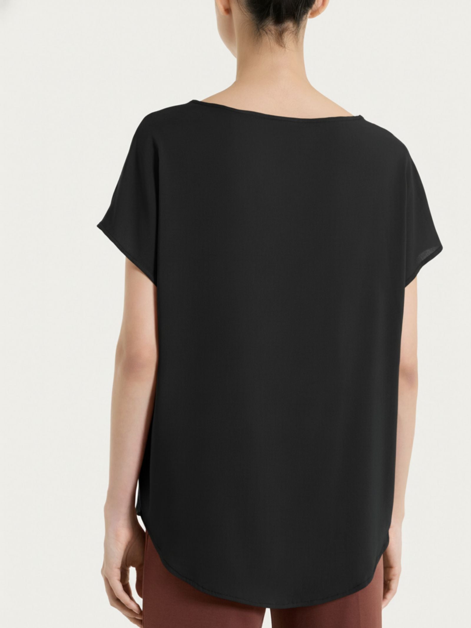 Ragno Voile Stretch Blusa kimono manica corta nera