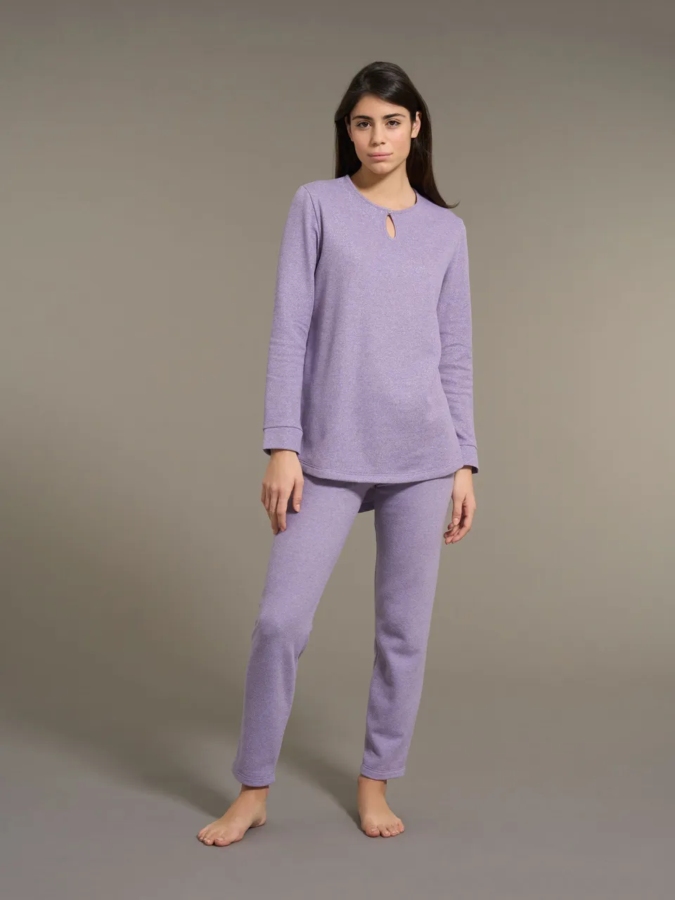 Ragno Sweet Emotion Pigiama Lungo Goccia Eco Pile Lilla