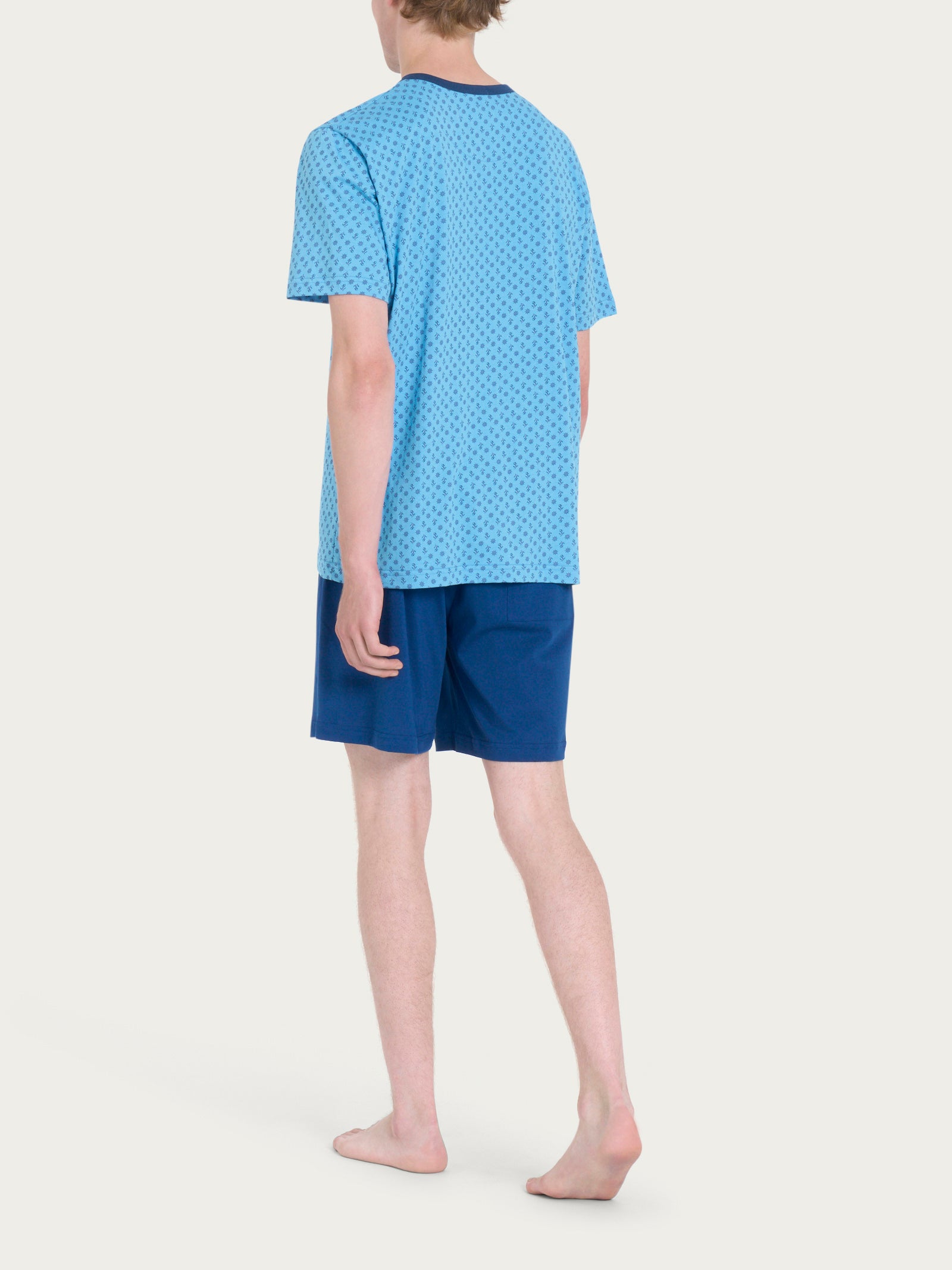Ragno Jersey di Cotone pigiama corto serafino ancore blu
