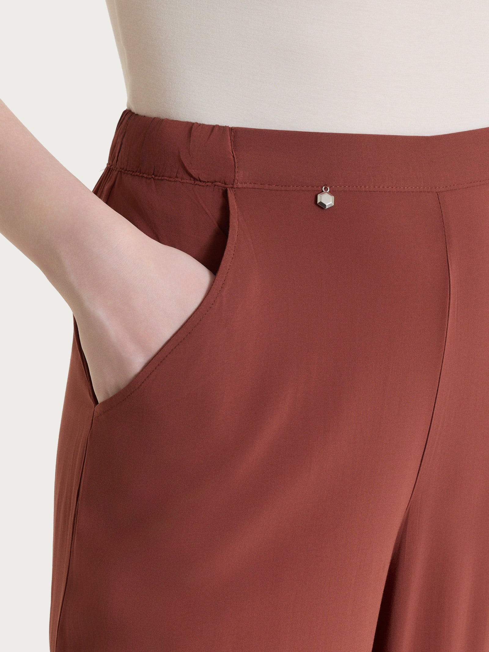 Ragno Voile Stretch Pantalone Palazzo Donna Mahogany