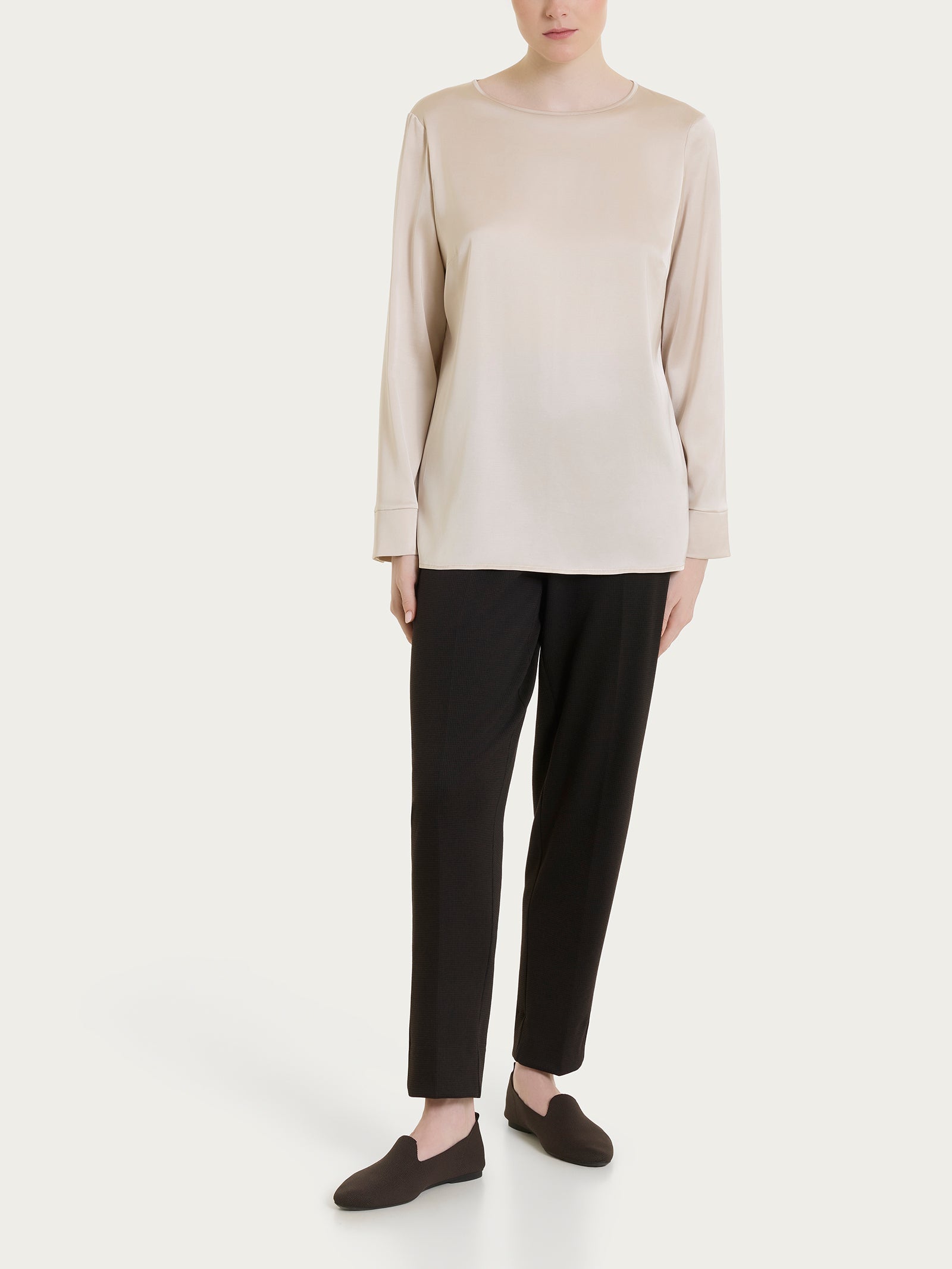 Ragno Gem blusa manica lunga Stretch Satin champignon