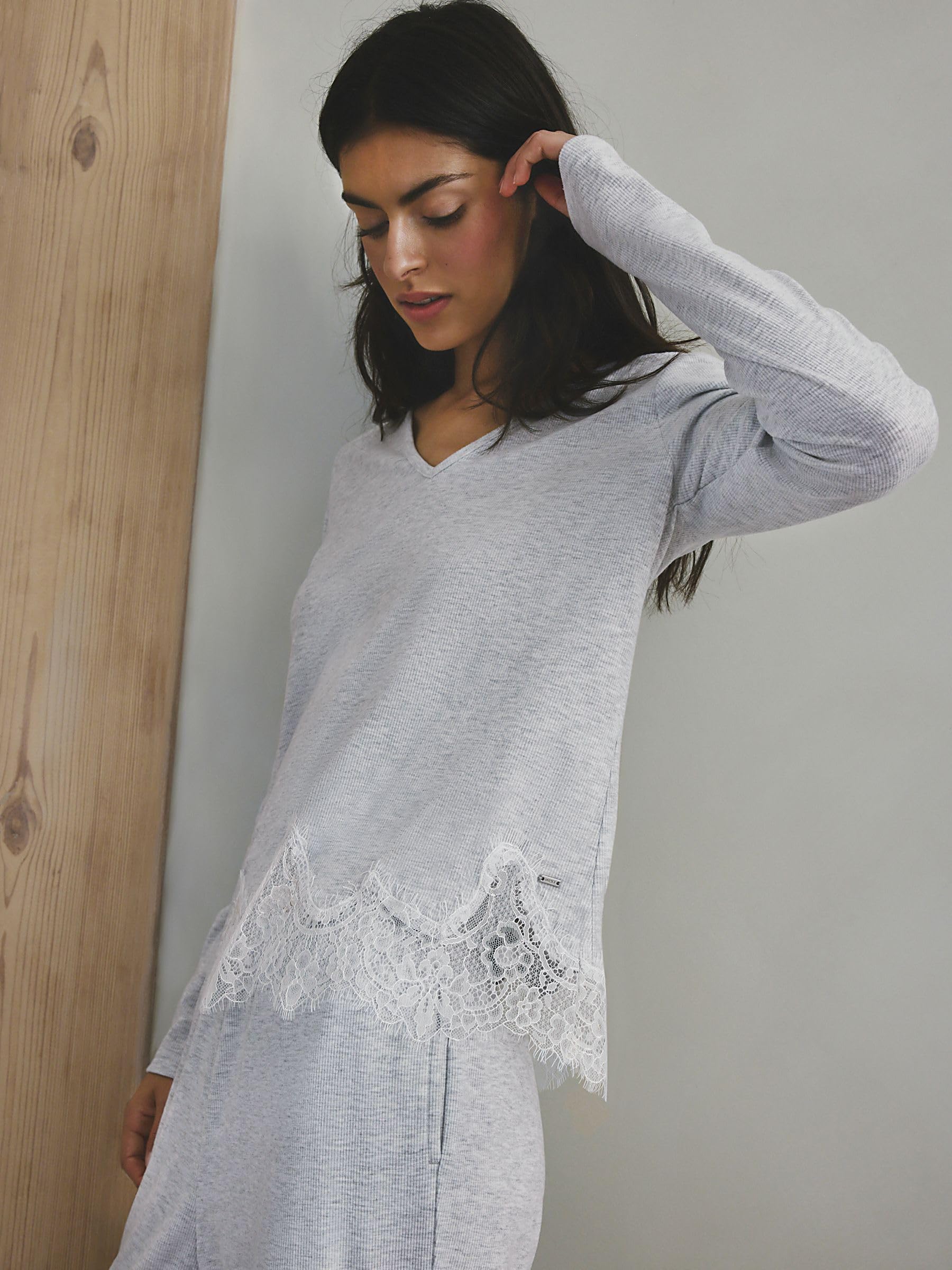 Next pigiama donna maniche lunghe coste pizzo taglia S