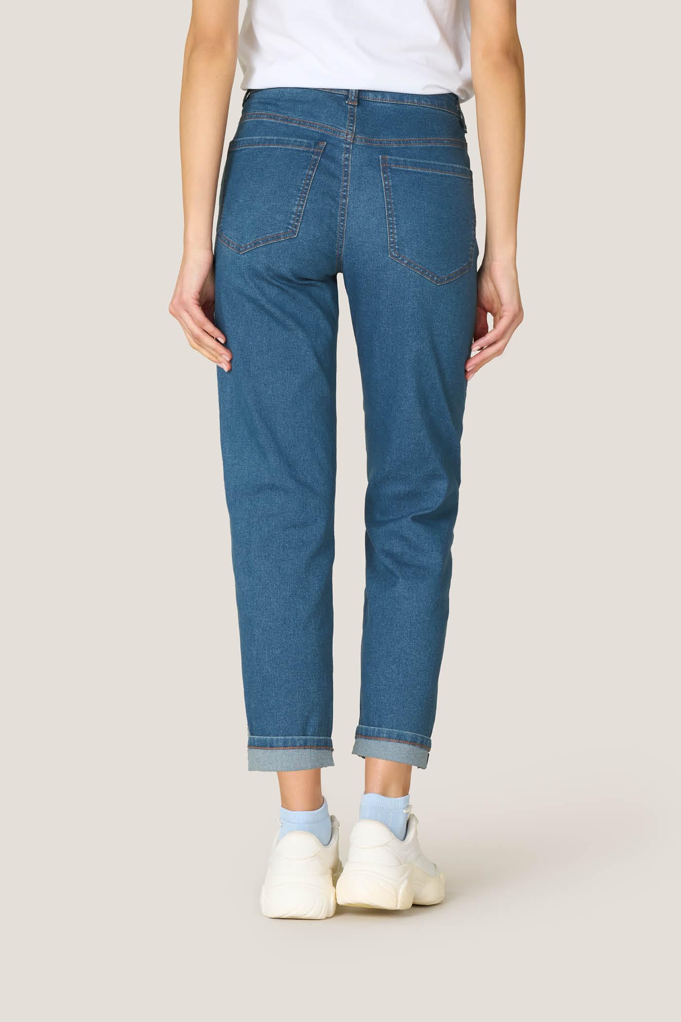 Goldenpoint Straight jeans donna denim bottone zip passanti