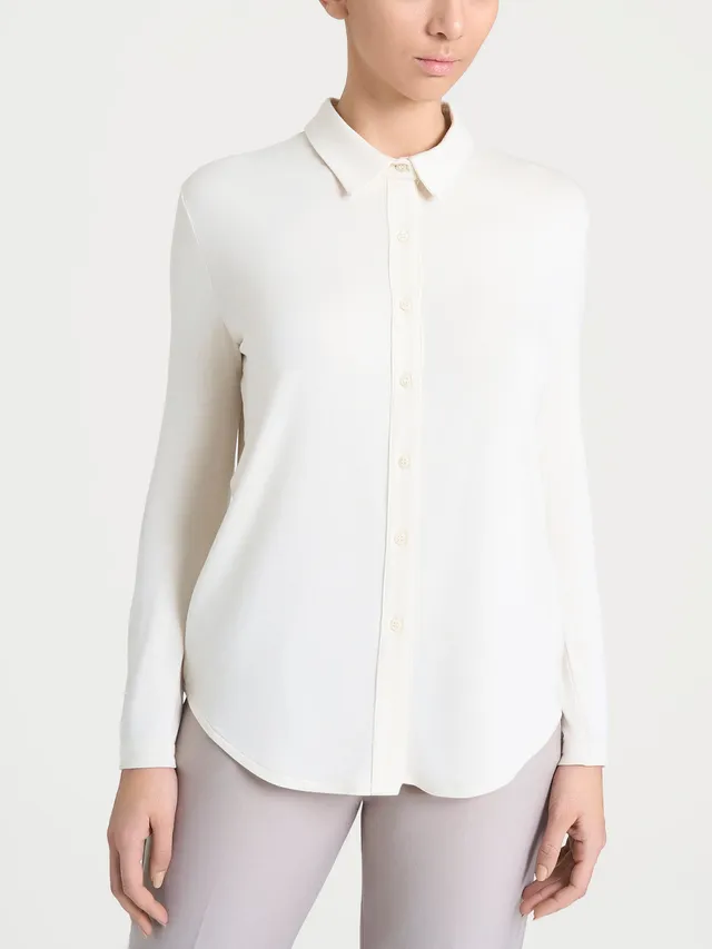 Ragno Camicia Eco Viscosa Avorio manica lunga morbida