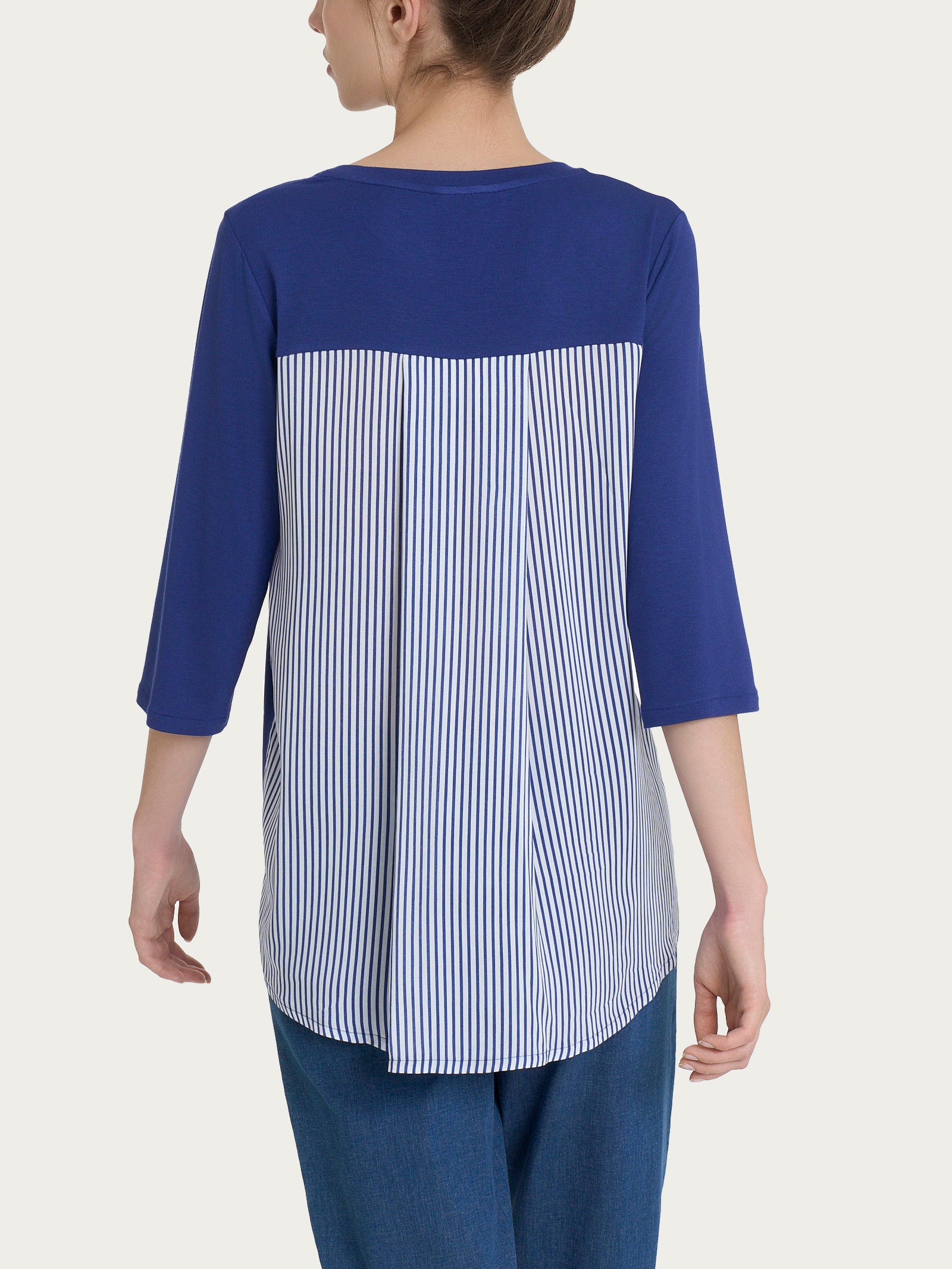 Ragno Maglia Manica 3/4 Blu Blueberry Retro Righe