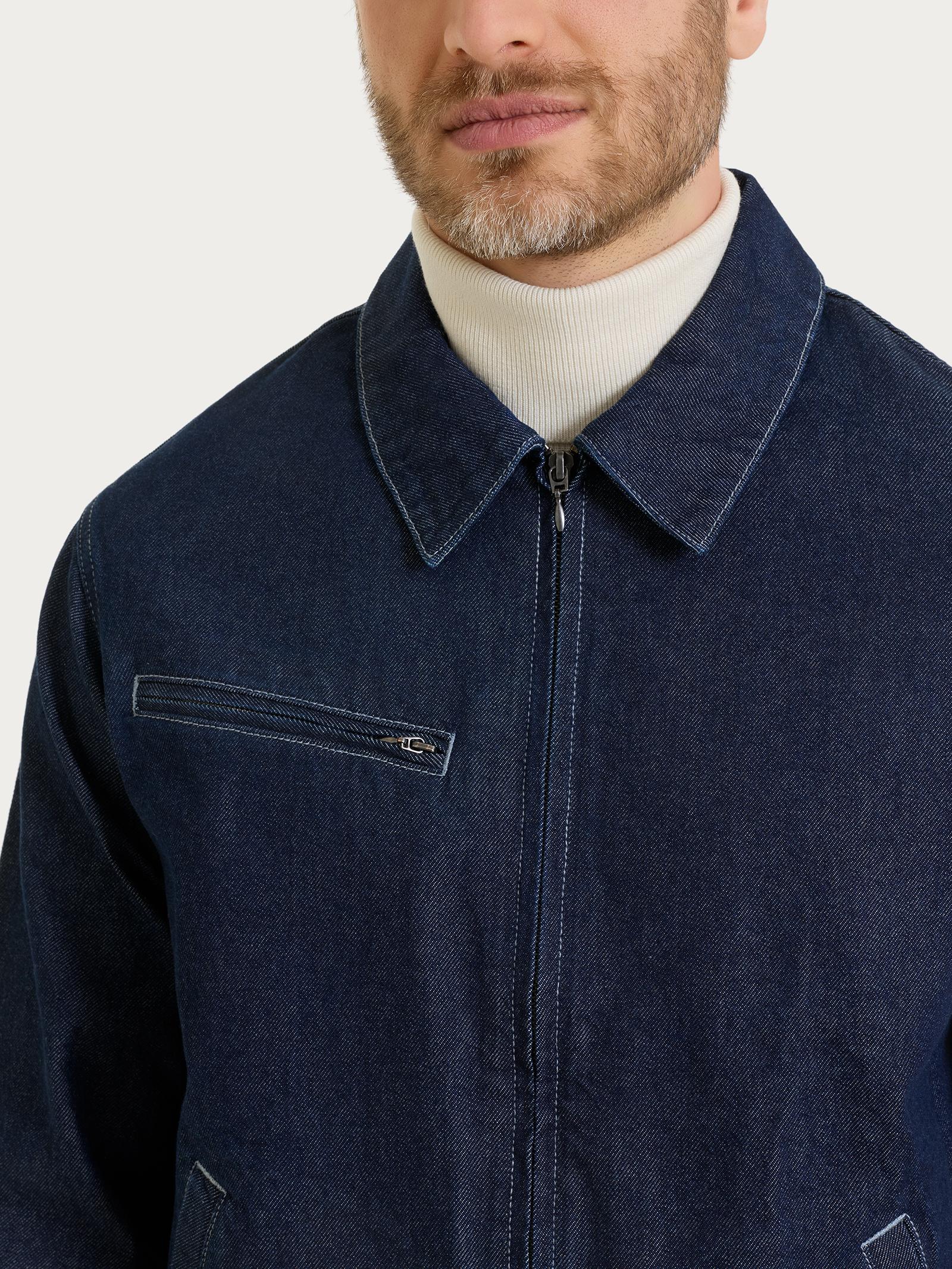 Ragno Super Denim giacca zip Dark Navy cotone
