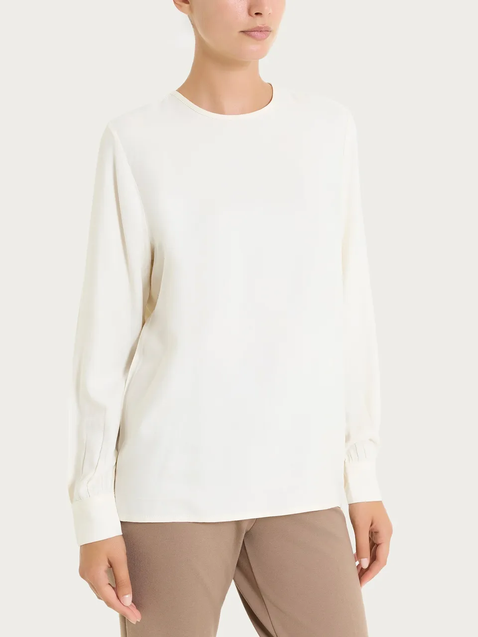 Ragno Winter Ecoseta Blusa Girocollo Avorio Viscosa