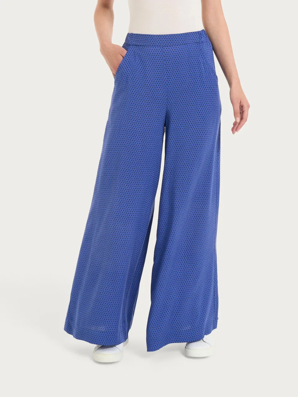 Ragno EcoSeta pantalone palazzo Dazzling Blue con tasche