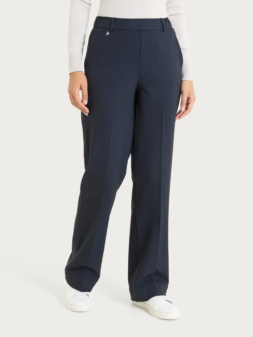 Ragno Compact pantalone ampio Bleu Mel. flanella twill