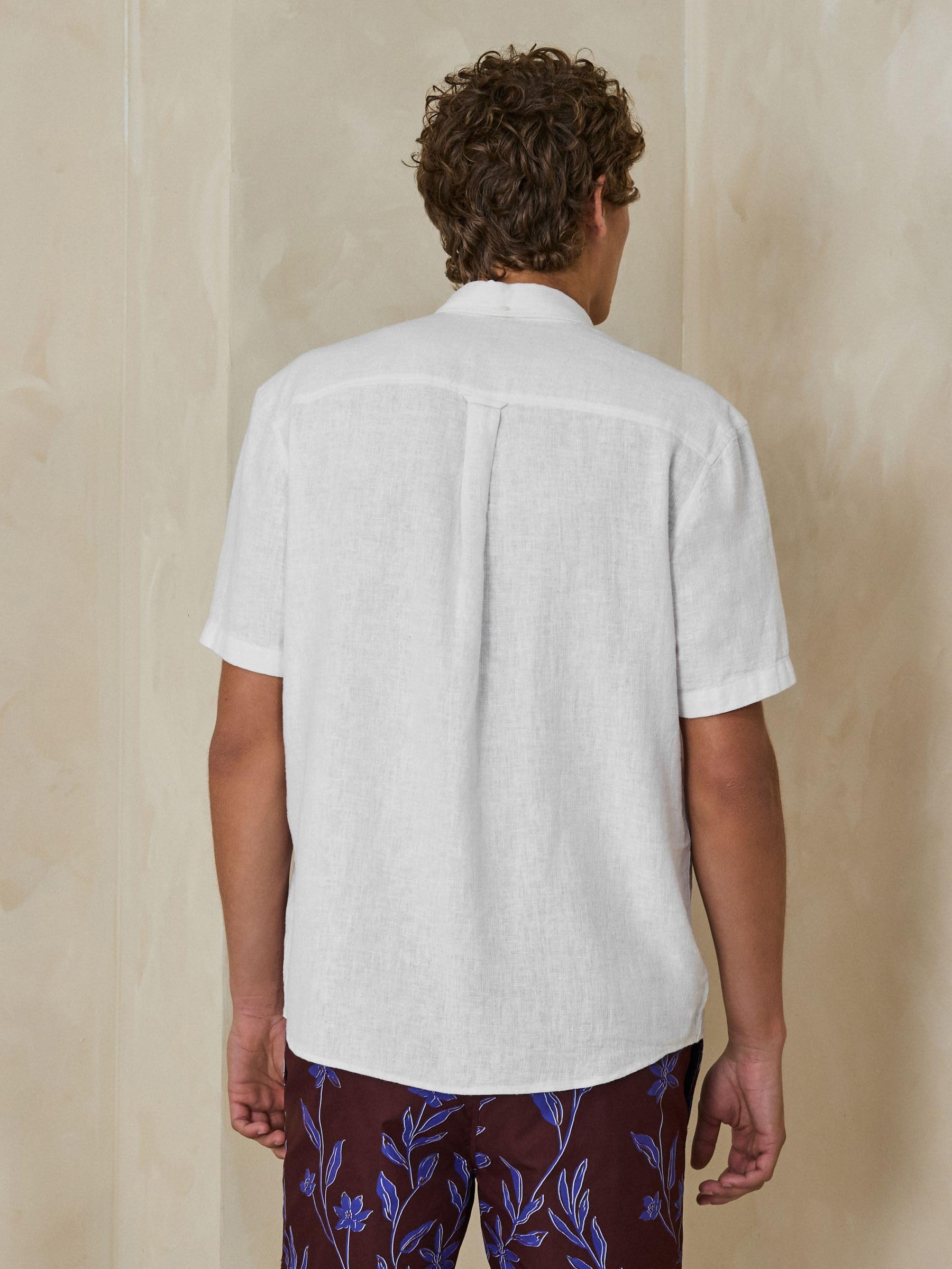 Next camicia uomo maniche corte cotone lino button-down