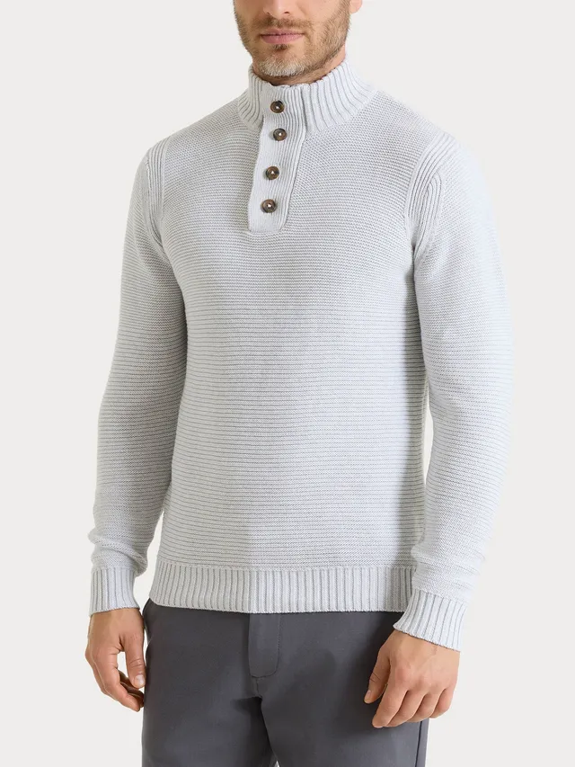 Ragno Winter Cotton lupetto zip bottoni uomo Dawn Blue Mel. puro cotone