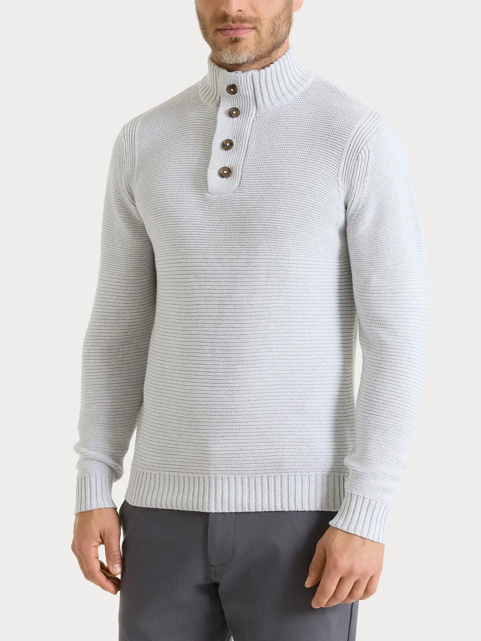 Ragno Winter Cotton lupetto zip bottoni uomo Dawn Blue Mel. puro cotone