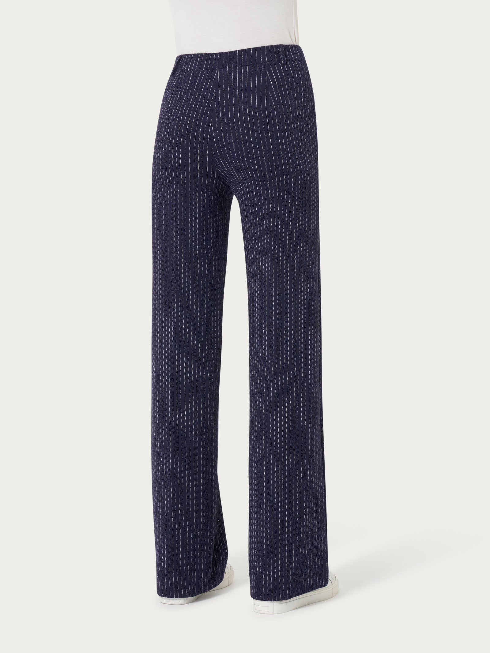 Ragno Eco Jacquard Pantalone Ampio Gessato bleu wide leg
