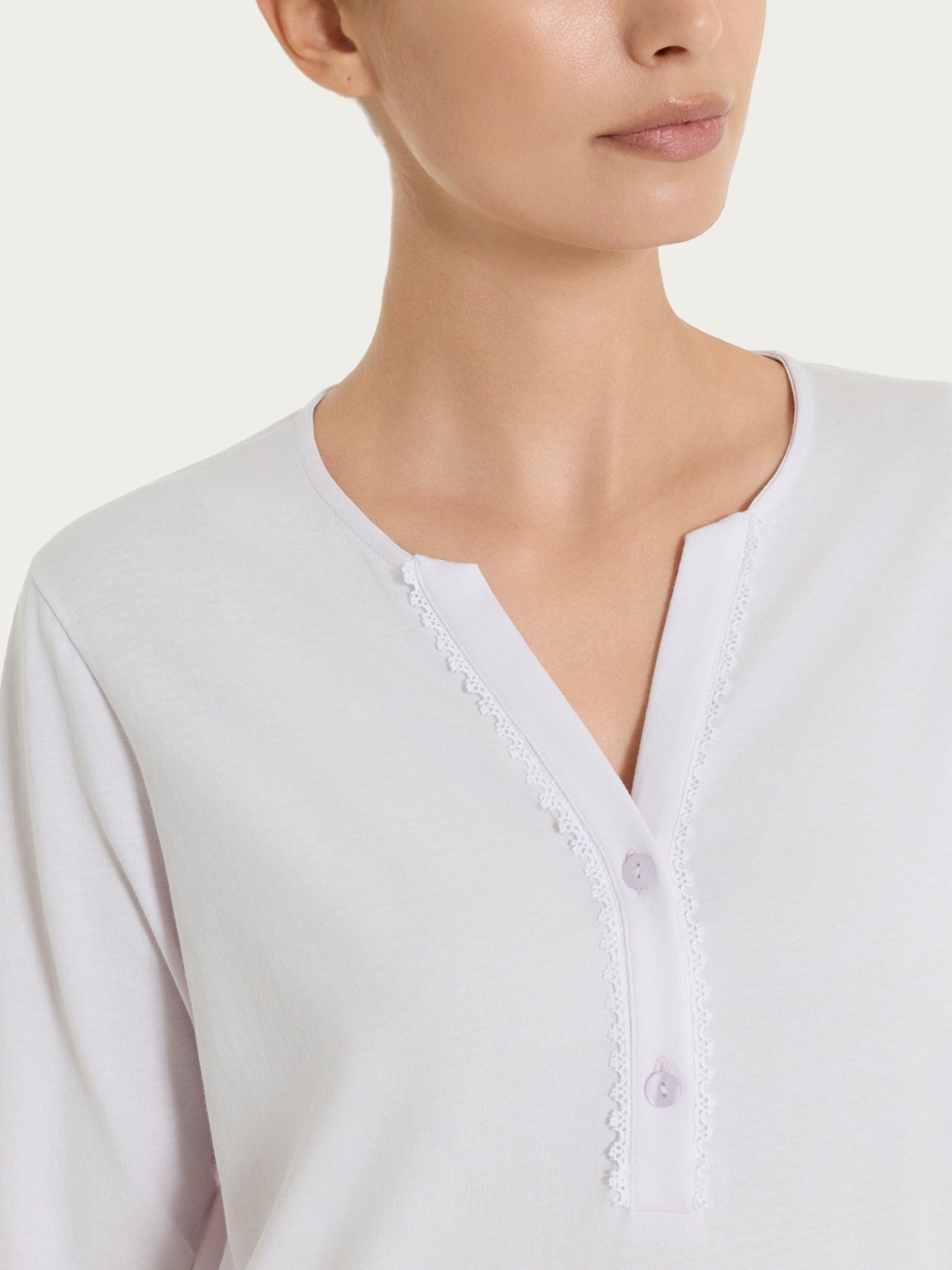 Ragno Sweet Emotion pigiama lungo jersey cotone pizzo