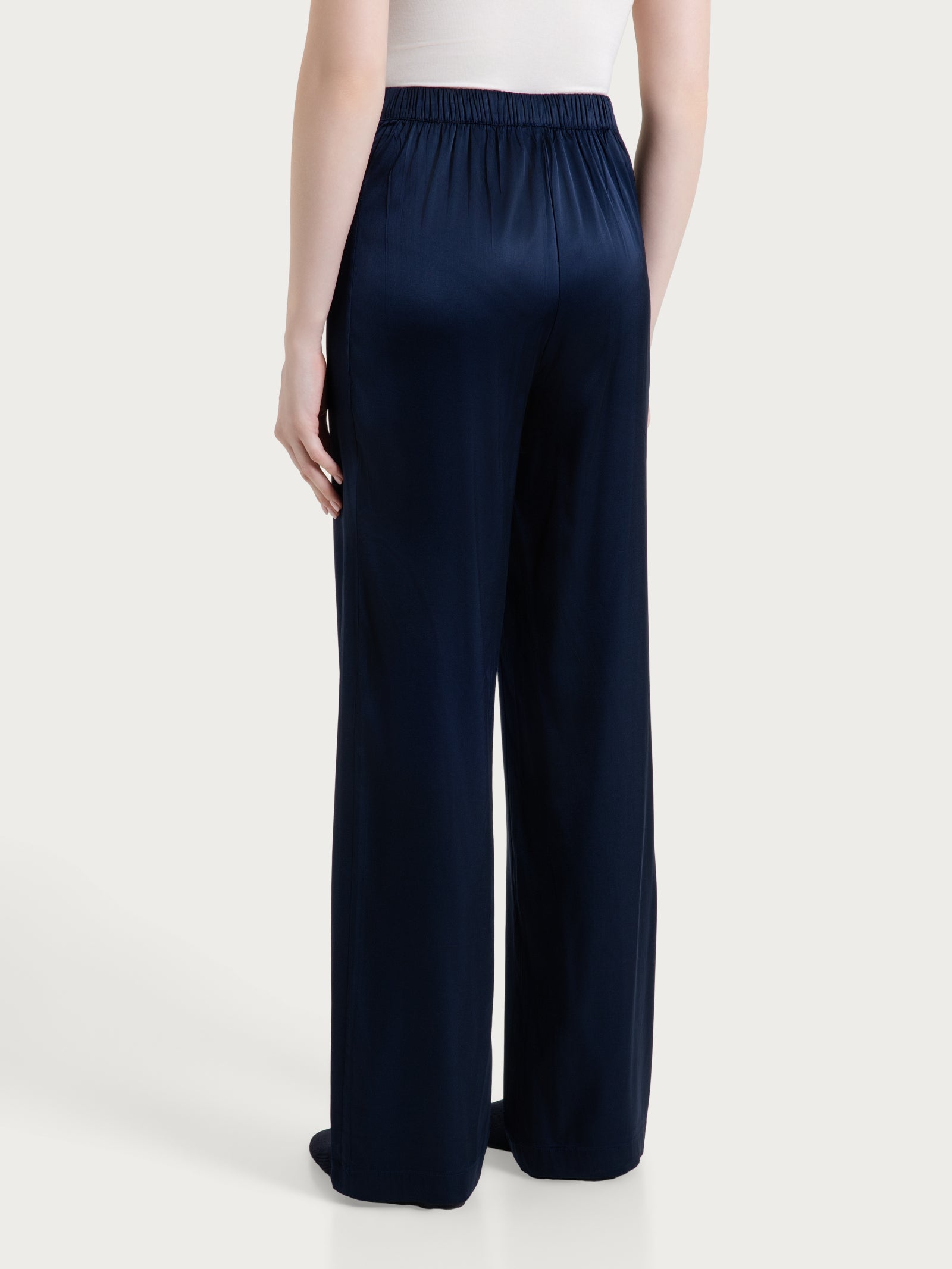 Ragno Stretch Satin pantalone ampio donna Bleu