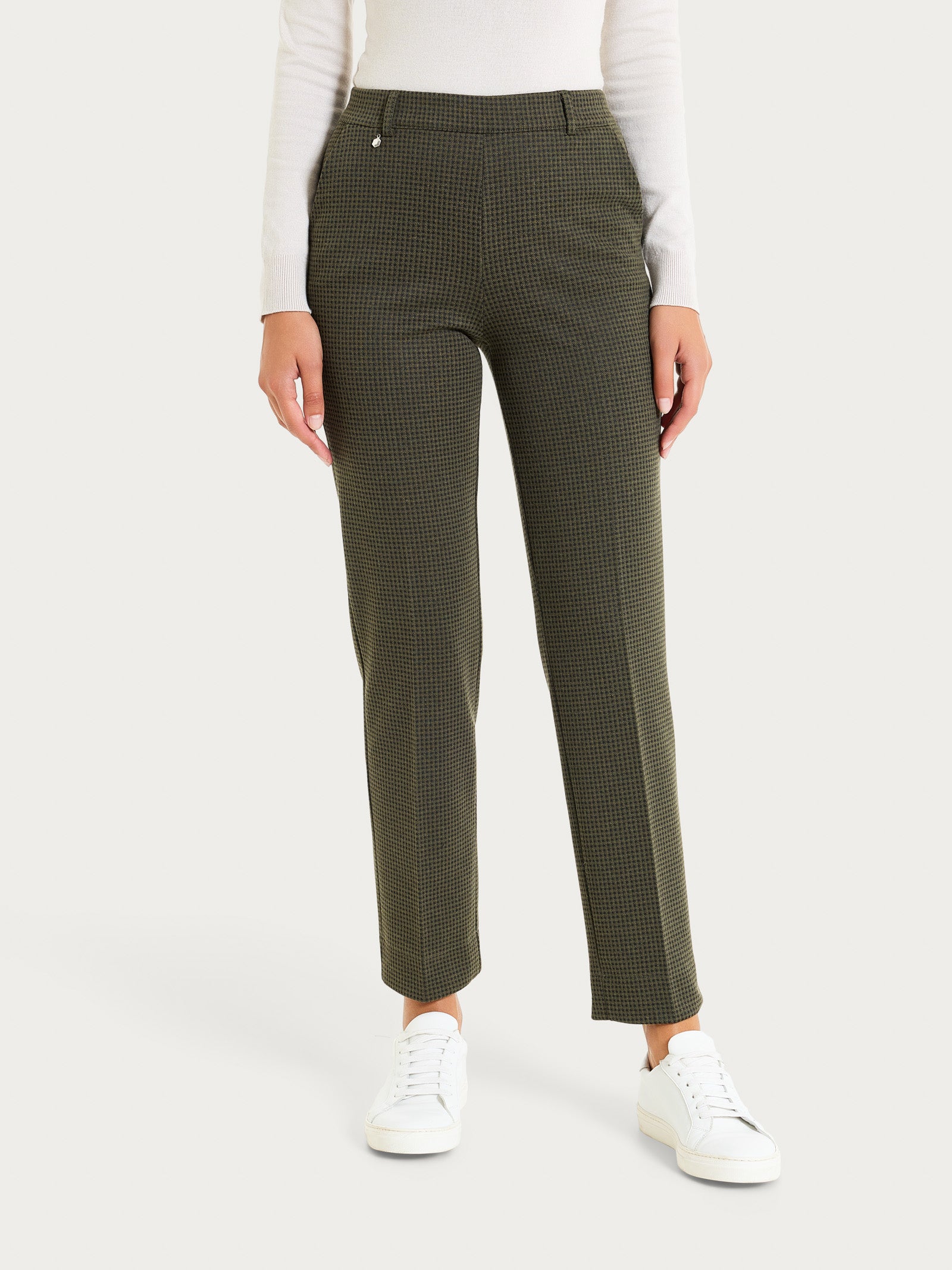 Ragno Straight Leg Pantalone Eco Jacquard donna Dark Olive elasticizzato