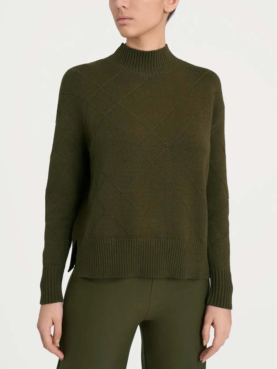 Ragno Super Soft Lupetto maglia check Dark Olive