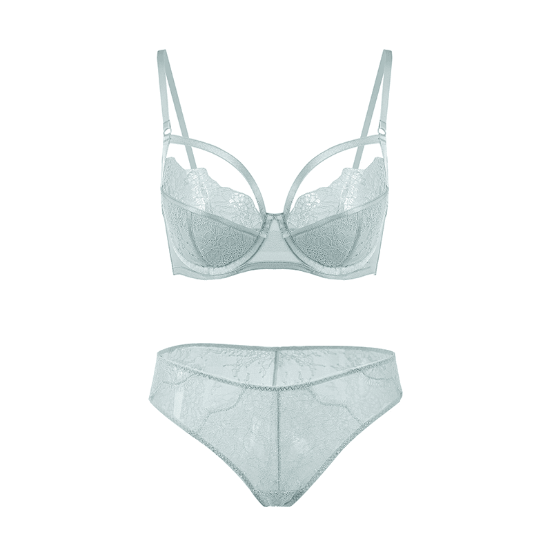 Maria Grazia Severi Floral Lace Mesh set intimo azzurro pizzo