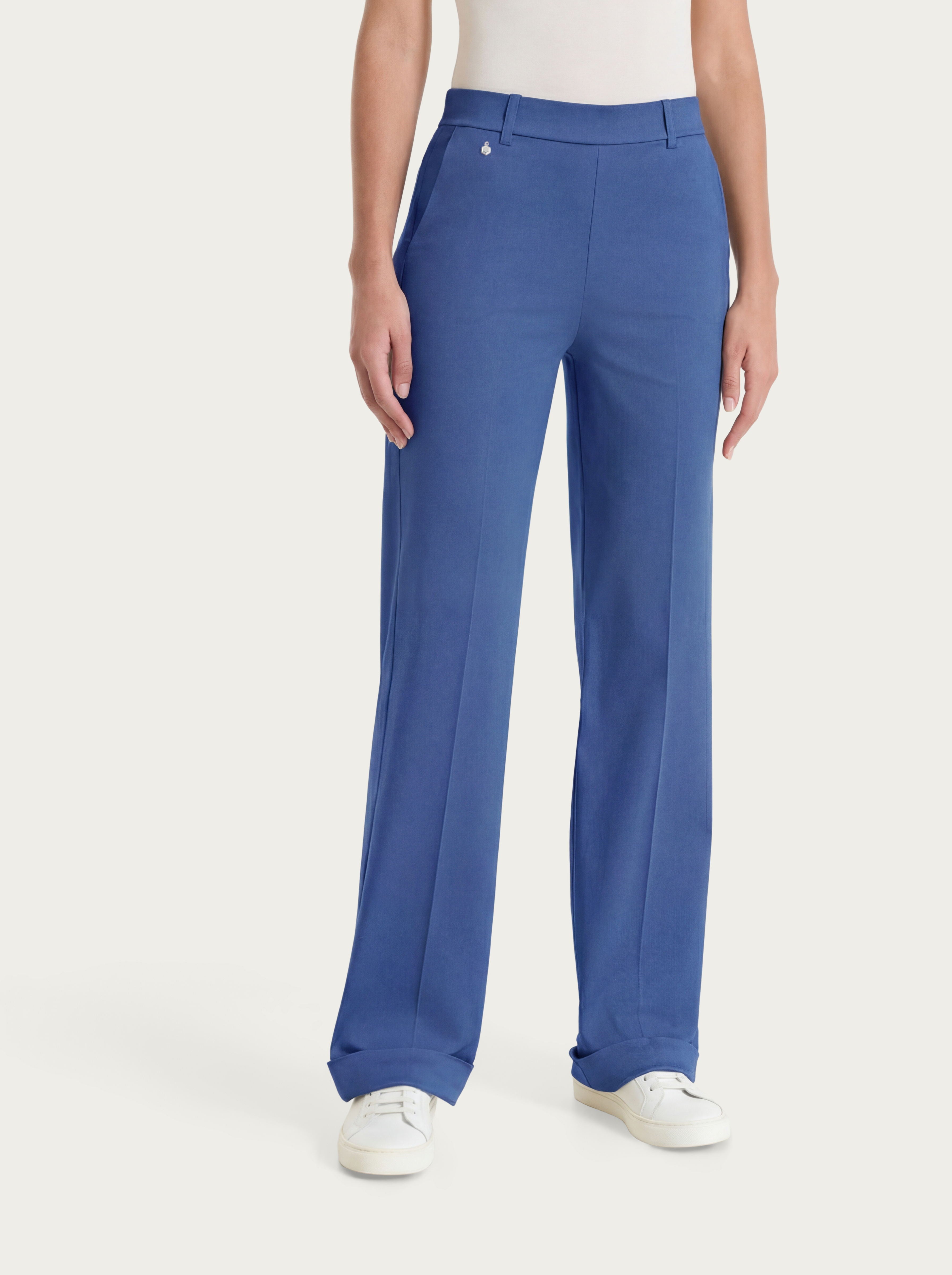 Ragno Satin Power Pantalone Dritto Tasche Risvolto Oceana Cotone
