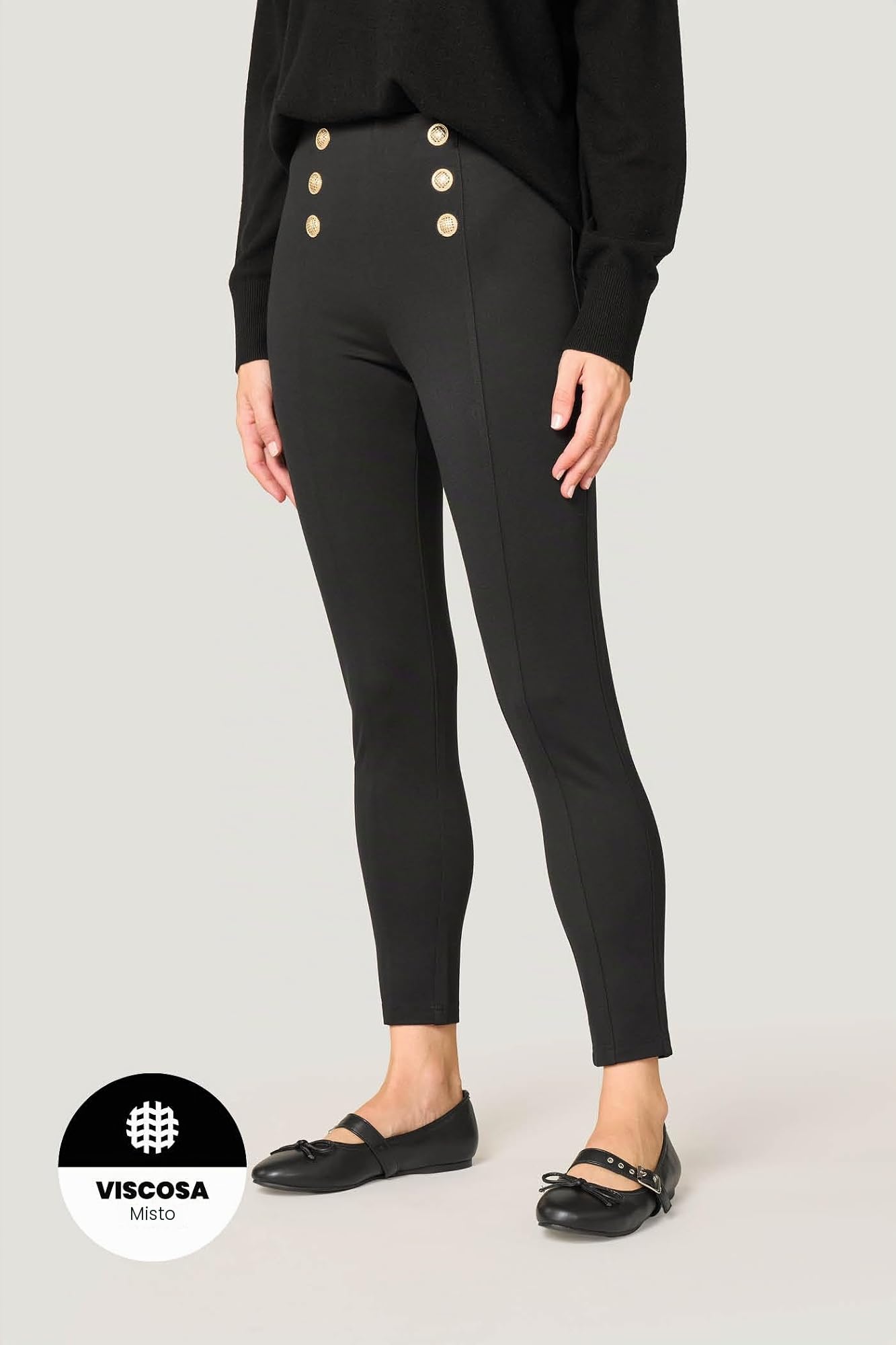 Goldenpoint pantaloni skinny con bottoni misto viscosa