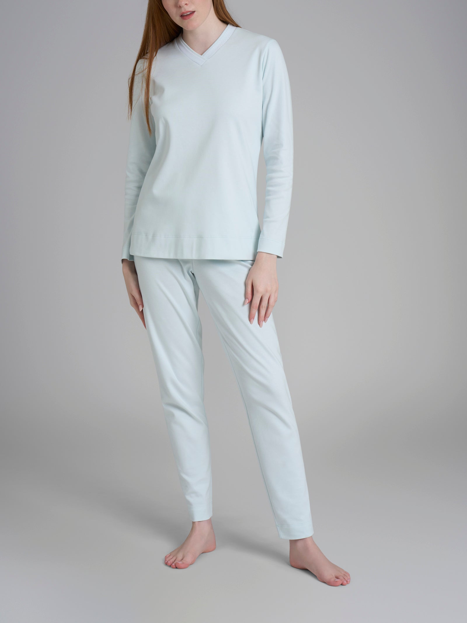 Ragno Pigiama Scollo V Wan Blue Cotone Interlock Donna