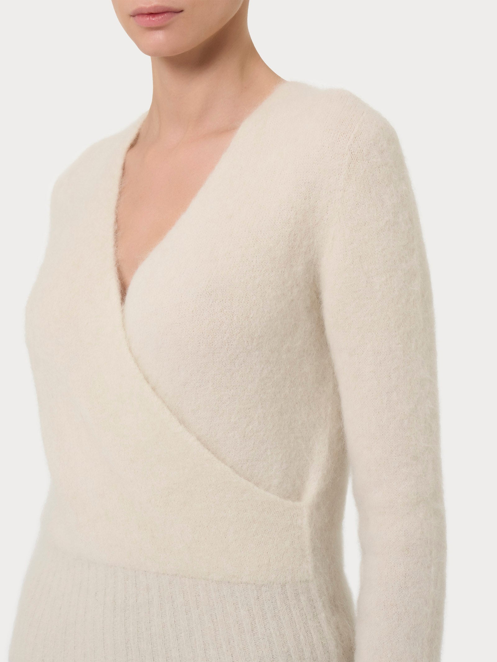 Ragno Maglia Incrocio Maglione Donna Avorio Misto Alpaca