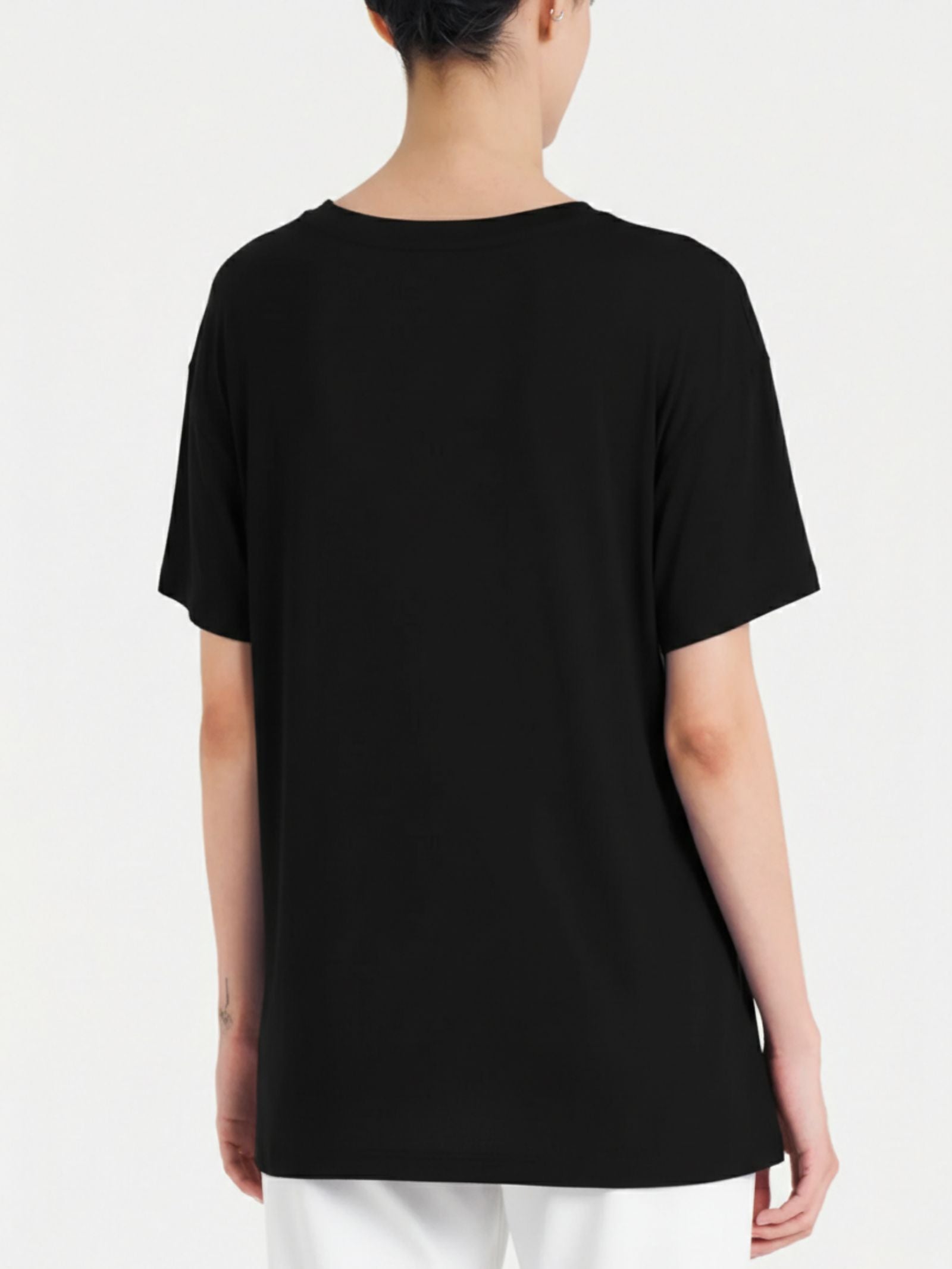 Ragno Beachwear maglietta nodo viscosa tinta unita nero