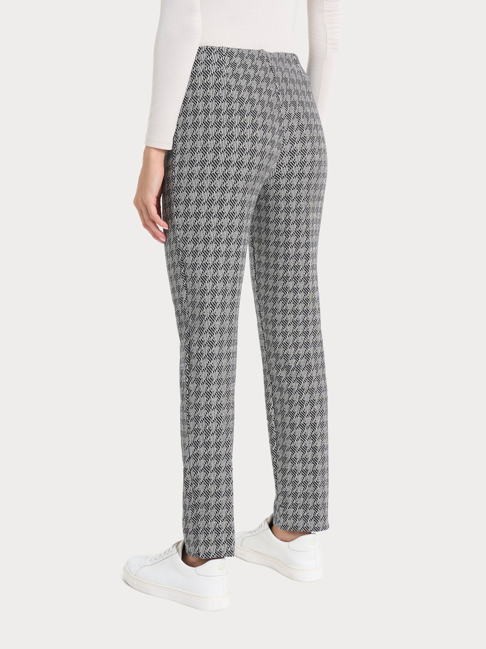 Ragno Eco Jacquard Pantalone Sigaretta Pied de Poule Fant.Nero skinny