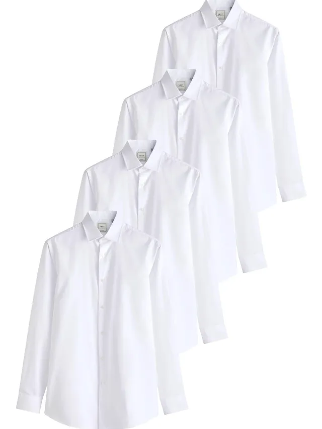 Next Easy-Care camicia polsino singolo 4 pezzi uomo