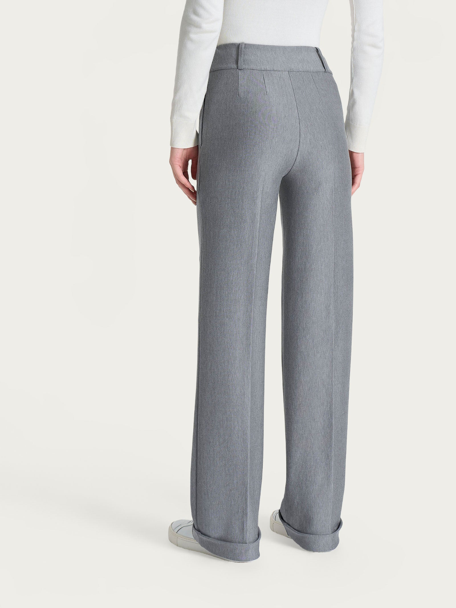 Ragno Compact Pantalone Ampio Wide Leg Grigio Mel. elasticizzato