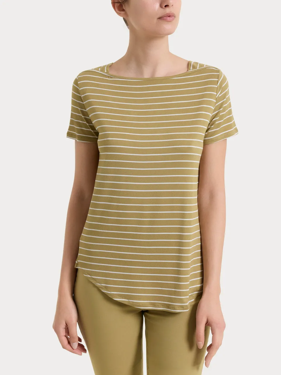 Ragno Summer Light maglietta righe viscosa Fant. Khaki