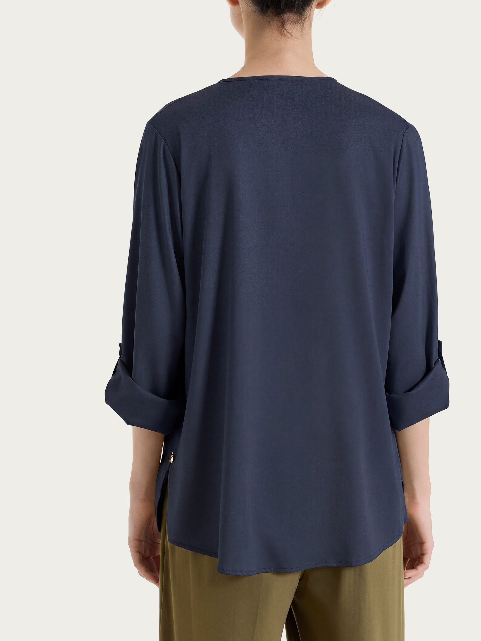 Ragno Voile Stretch blusa serafino donna blu